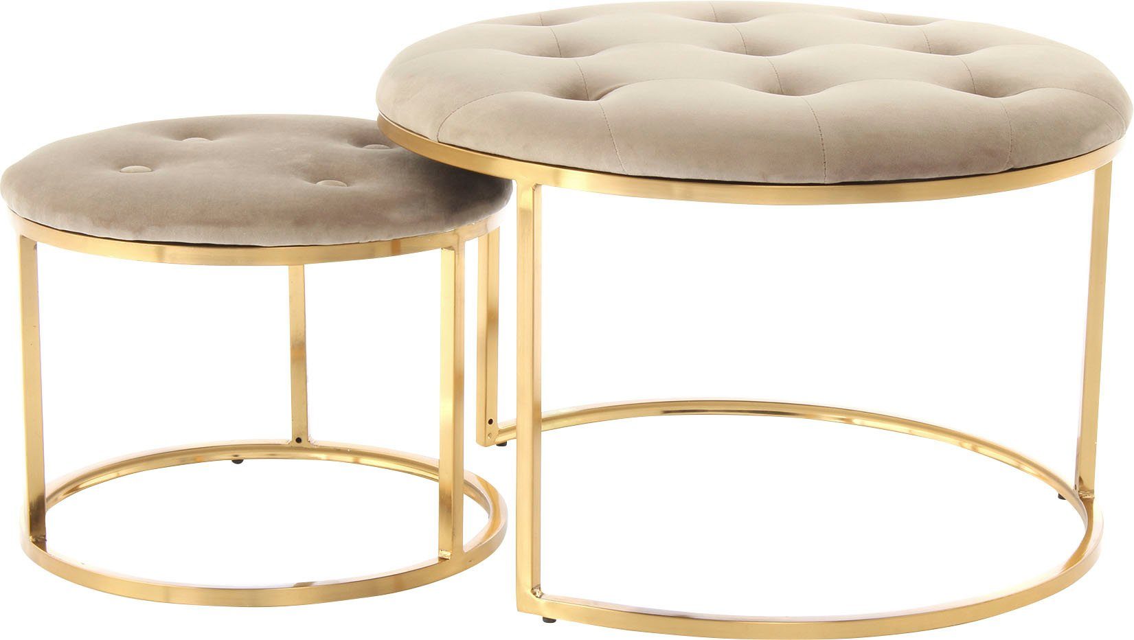 Kayoom Zithoek Kruk Becky 825 2-delige set, ronde vorm, trendy retro-stijl veelzijdig te gebruiken, modern, onderhoudsvriendelijk, ronde vorm (set, 2-delig)