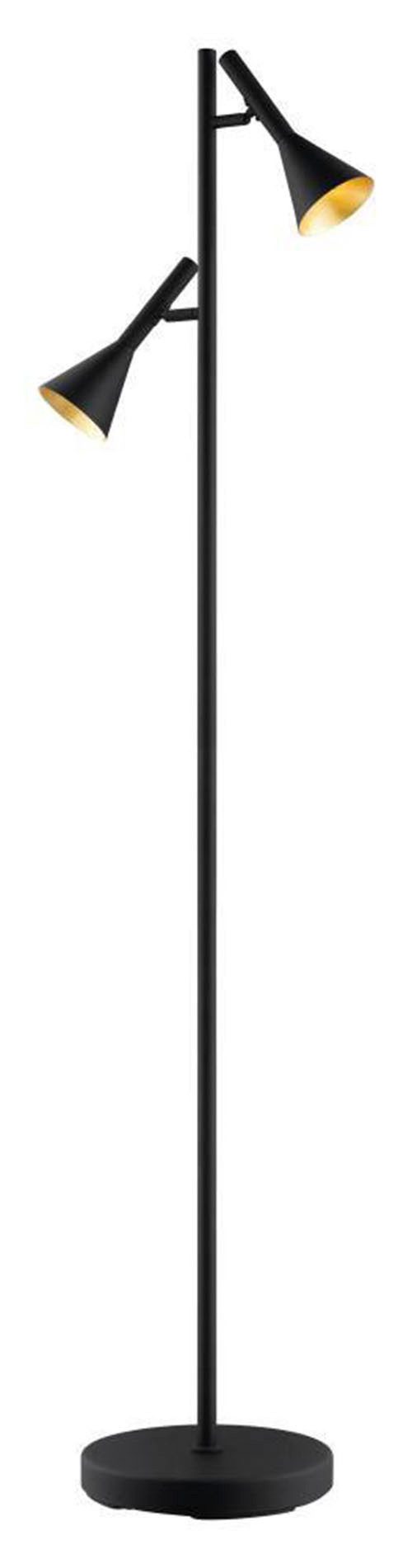 EGLO Staande lamp CORTADERAS Vloerlamp van staal in zwart, goudkleur, lamp met voetenschakelaar, GU10 (1 stuk)