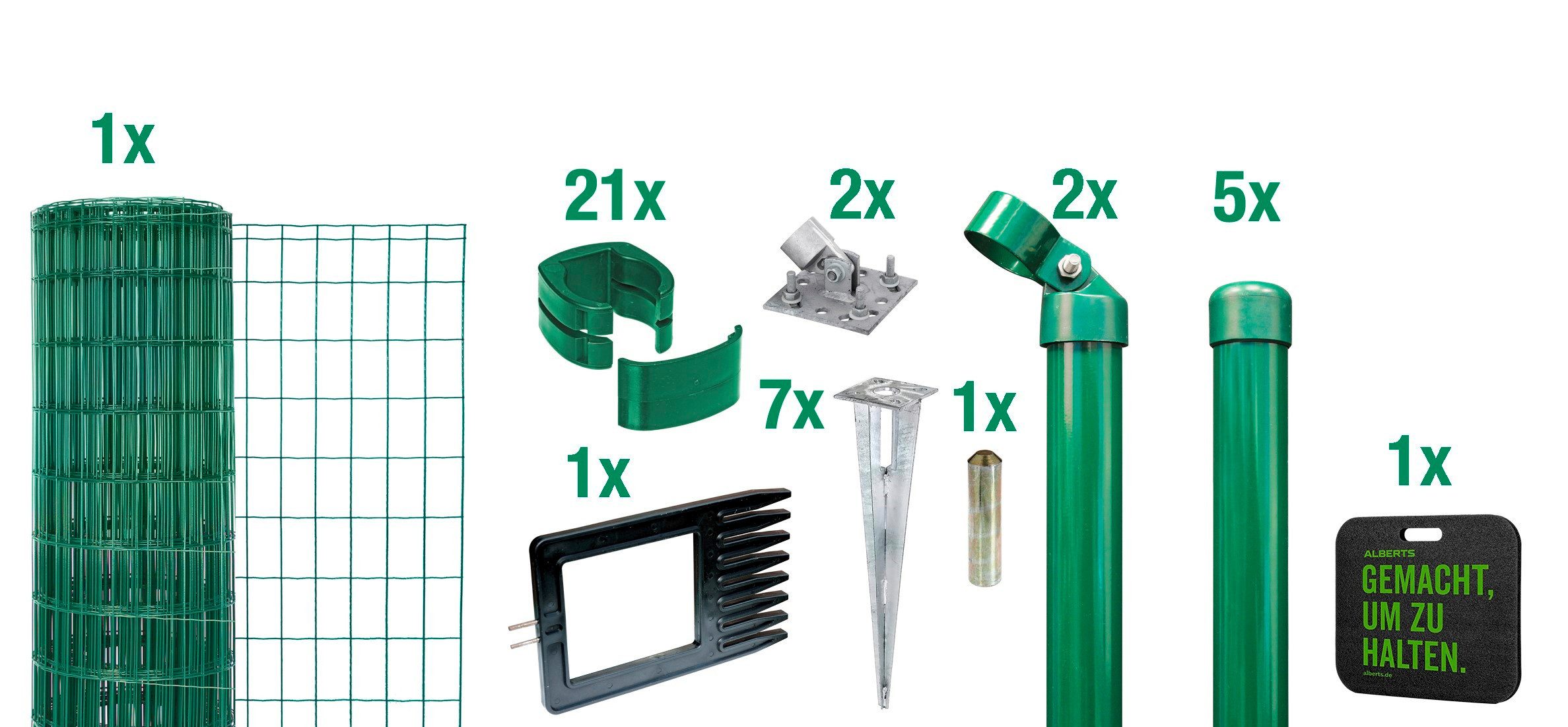 GAH Alberts Gelast gaas Fix-Clip Pro Hoogte: 80-150cm, totale lengte: 10 en 25m, met grondbussen (set) hekken maat 10 m x 153 cm groen
