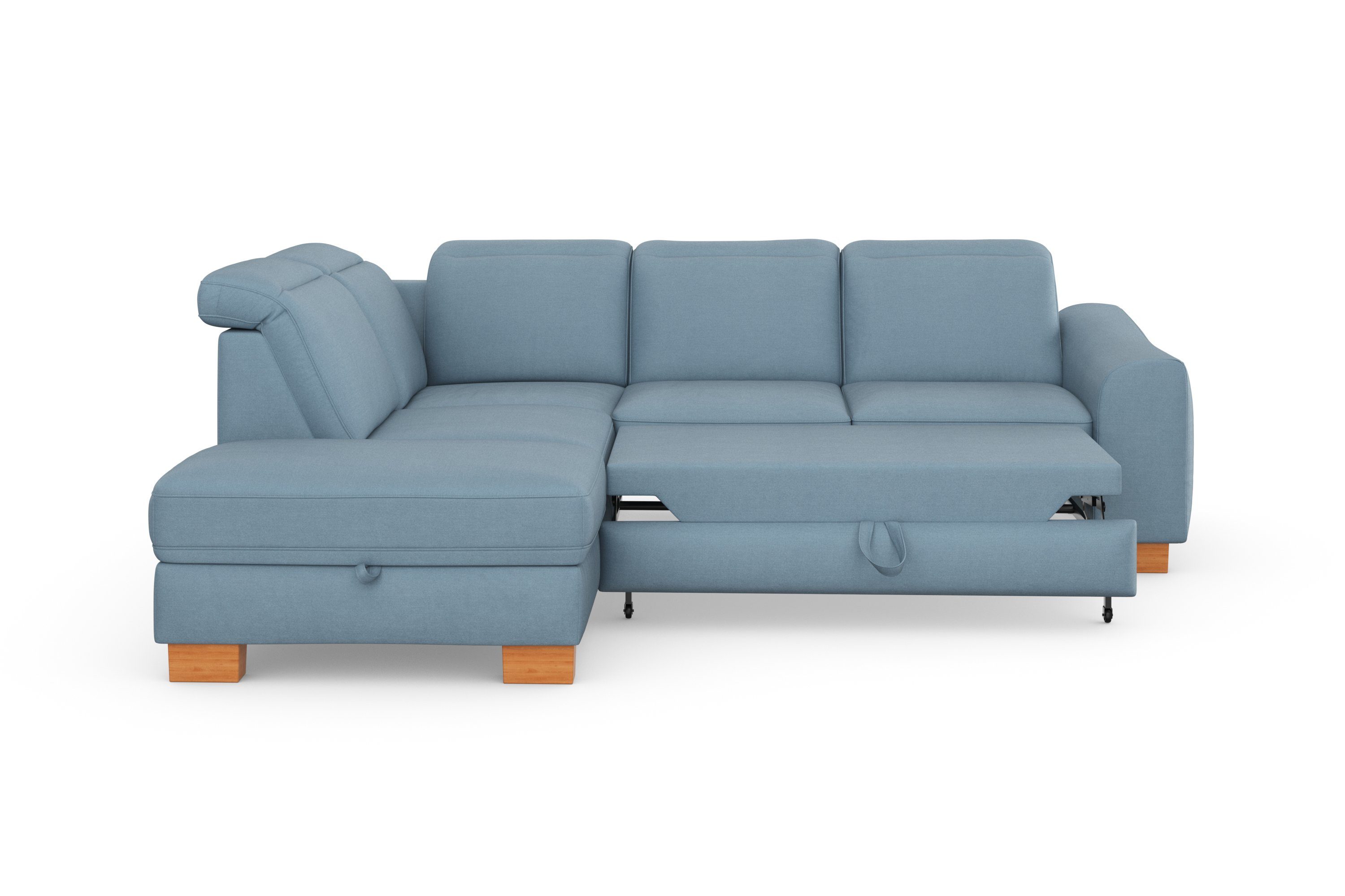 sit&more Hoekbank Dundee L-vorm met binnenvering en massief houten poten, naar keuze met verstelbare hoofdsteun