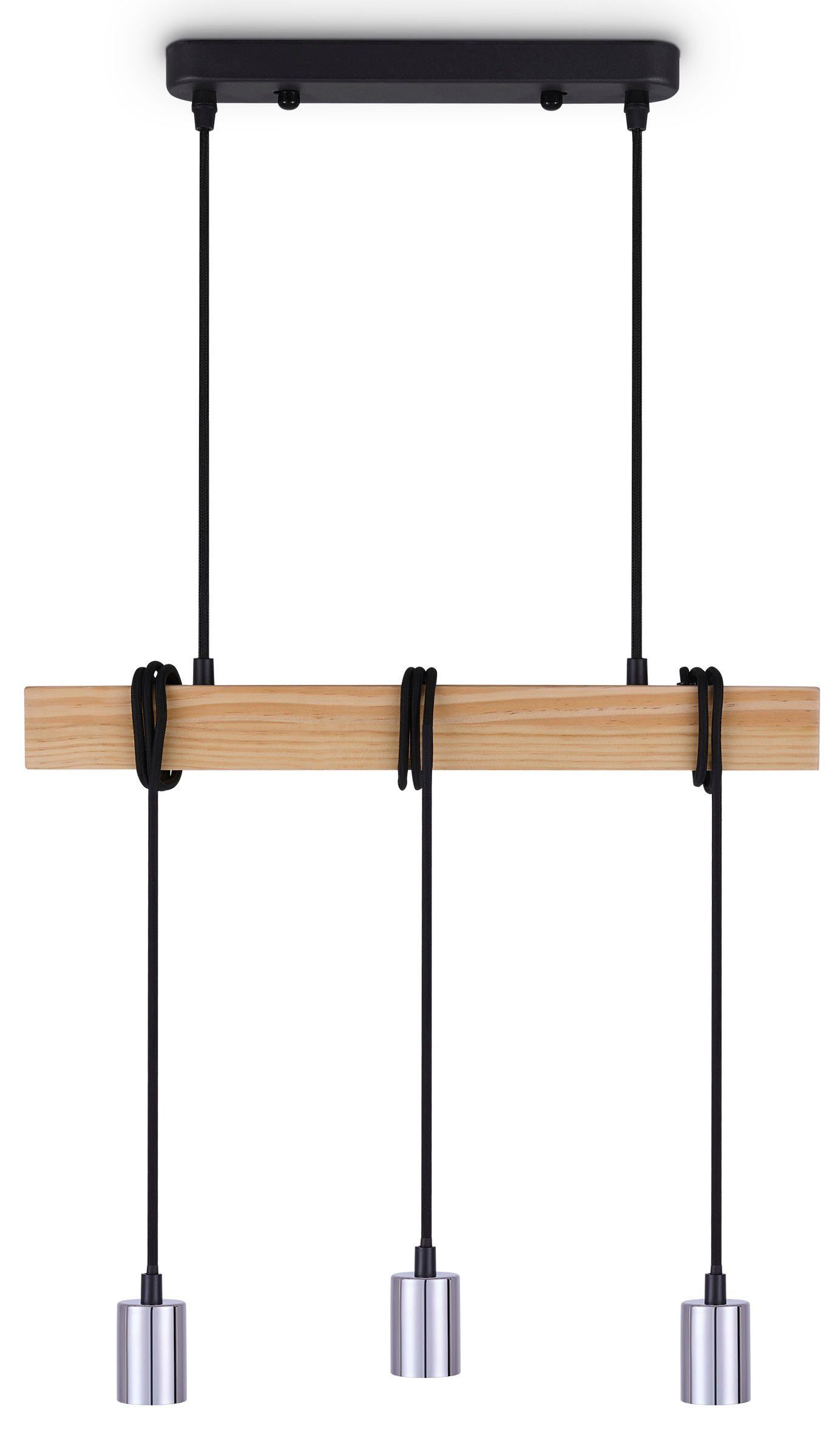 Paco Home Hanglamp Sina LED pendellamp hanglamp woonkamer eetkamer vintage hout 3x E27