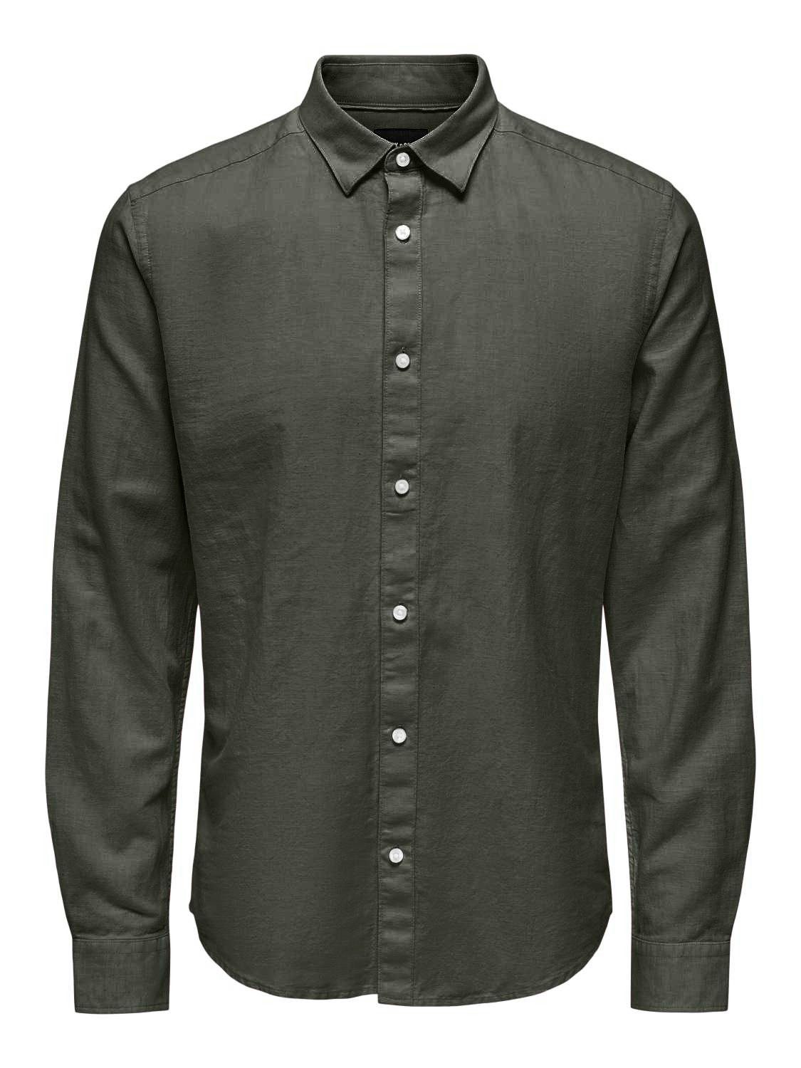 ONLY & SONS Overhemd met lange mouwen ONSCAIDEN LS SOLID LINEN SHIRT NOOS