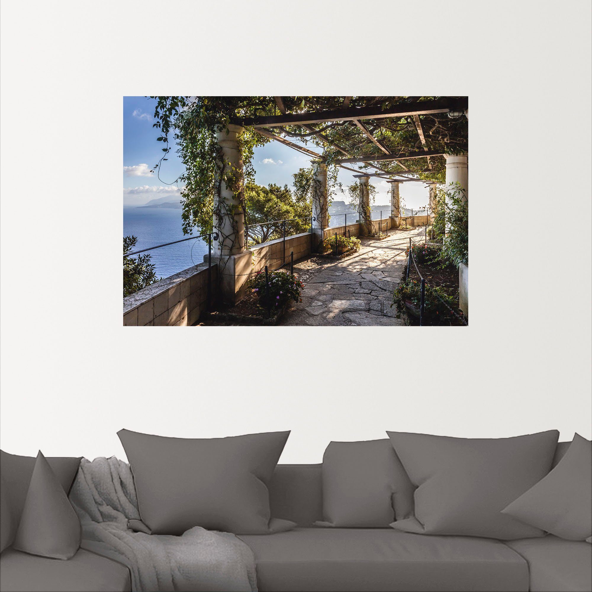 Artland Artprint Tuin van de villa San Michele op capri als artprint van aluminium, artprint voor buiten, artprint op linnen, poster, muursticker