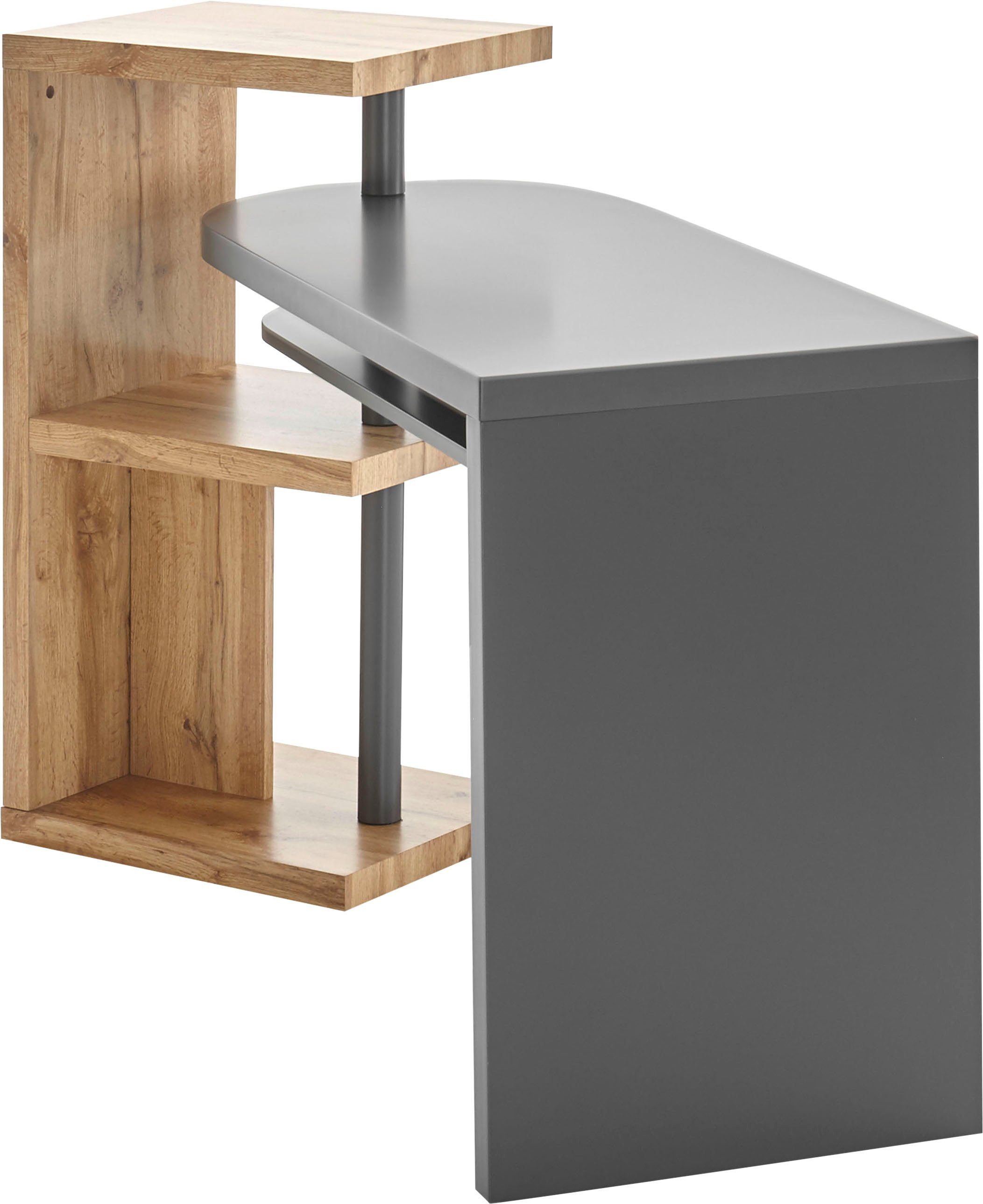 MCA furniture Bureau Moura met kastelement hoogglans-wit, tafelblad draaibaar, breedte 145 cm
