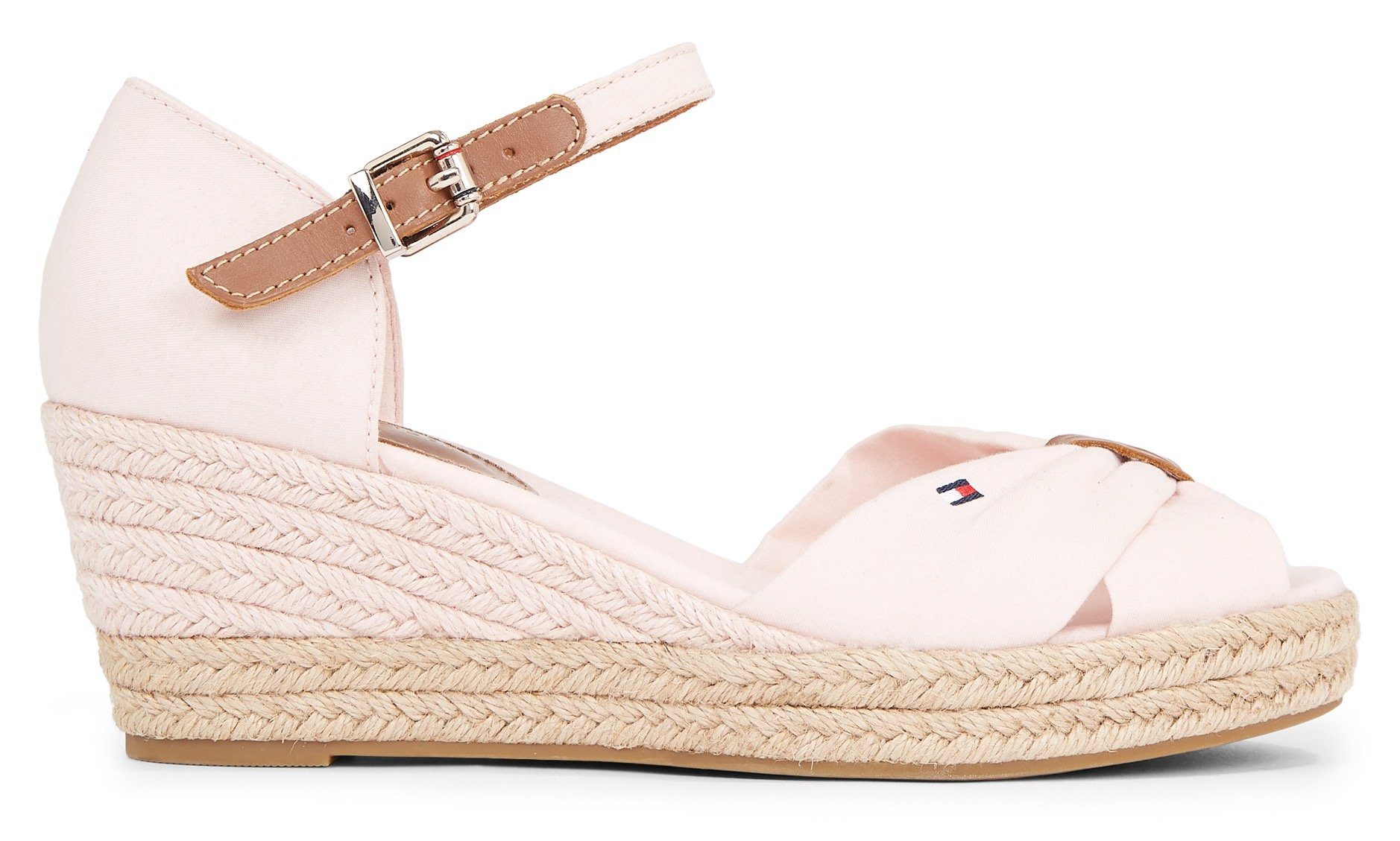 Tommy Hilfiger Sleehaksandaaltjes BASIC OPEN TOE MID WEDGE , zomerschoen, sandaal, sleehak, met gesloten hielkap