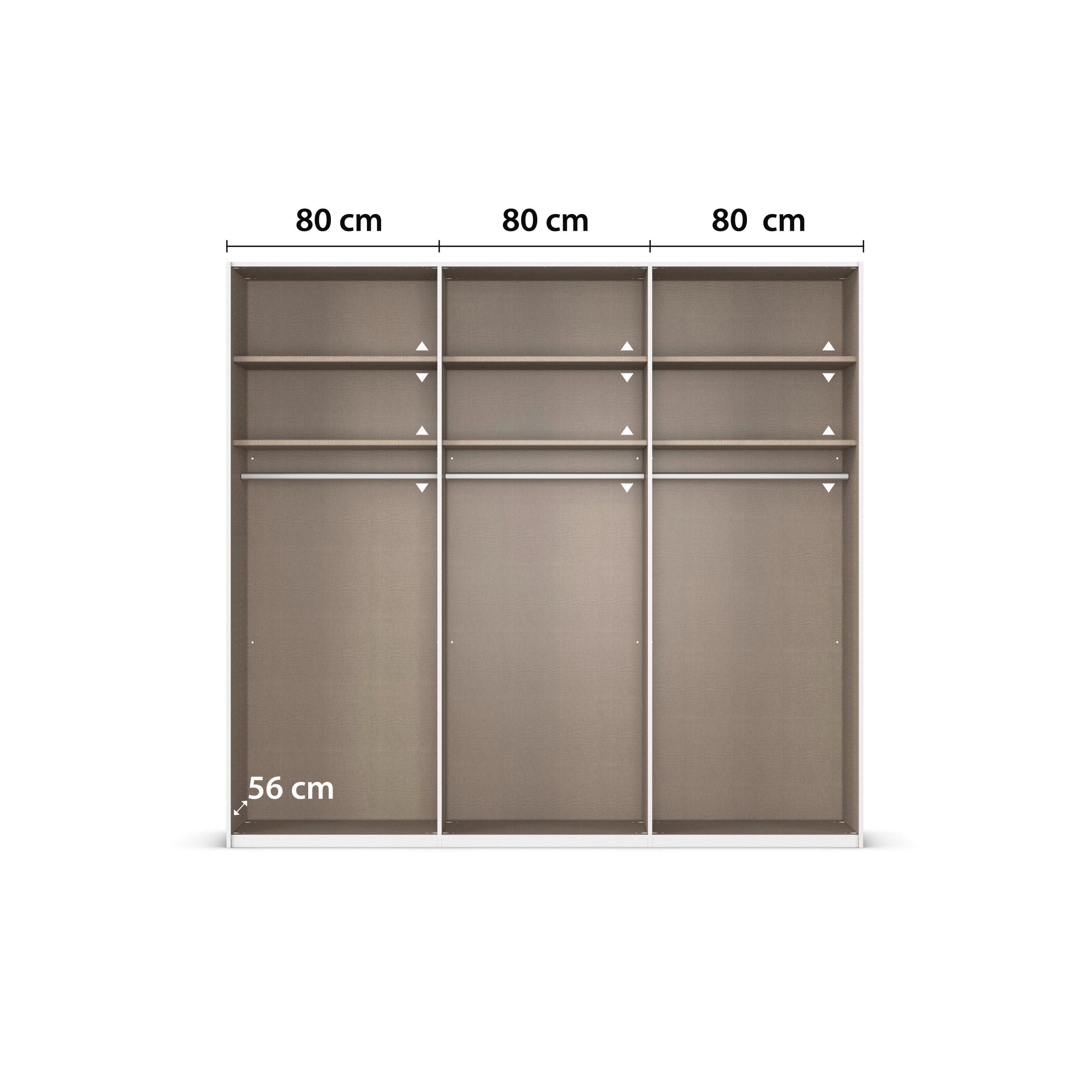 rauch Schuifdeurkast Kledingkast Kast Garderobe Slaapkamerkast EVELYN in elegante stijl, in 5 breedtes, handgrepen in corpuskleur made in germany