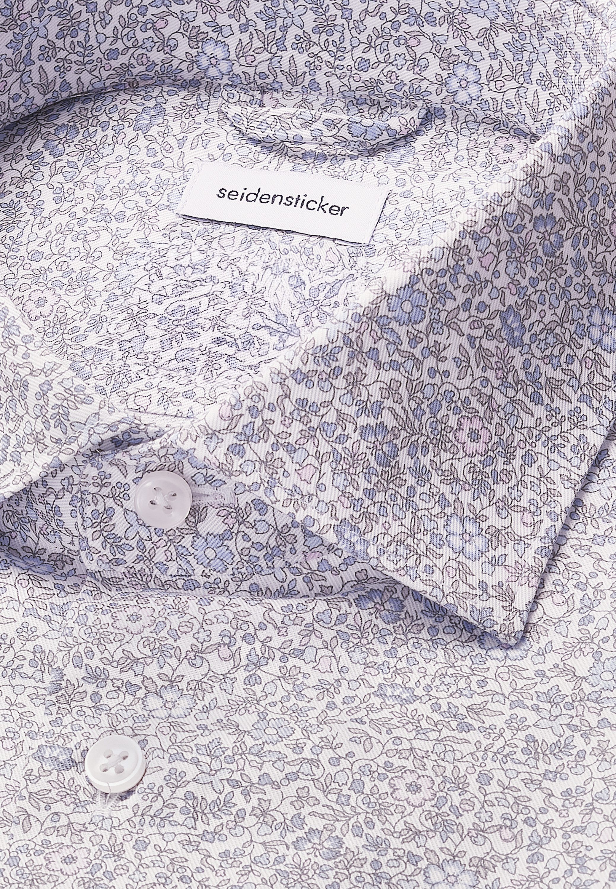 seidensticker Businessoverhemd Zwarte roos Slim 1/1 Kentkraag bloemen