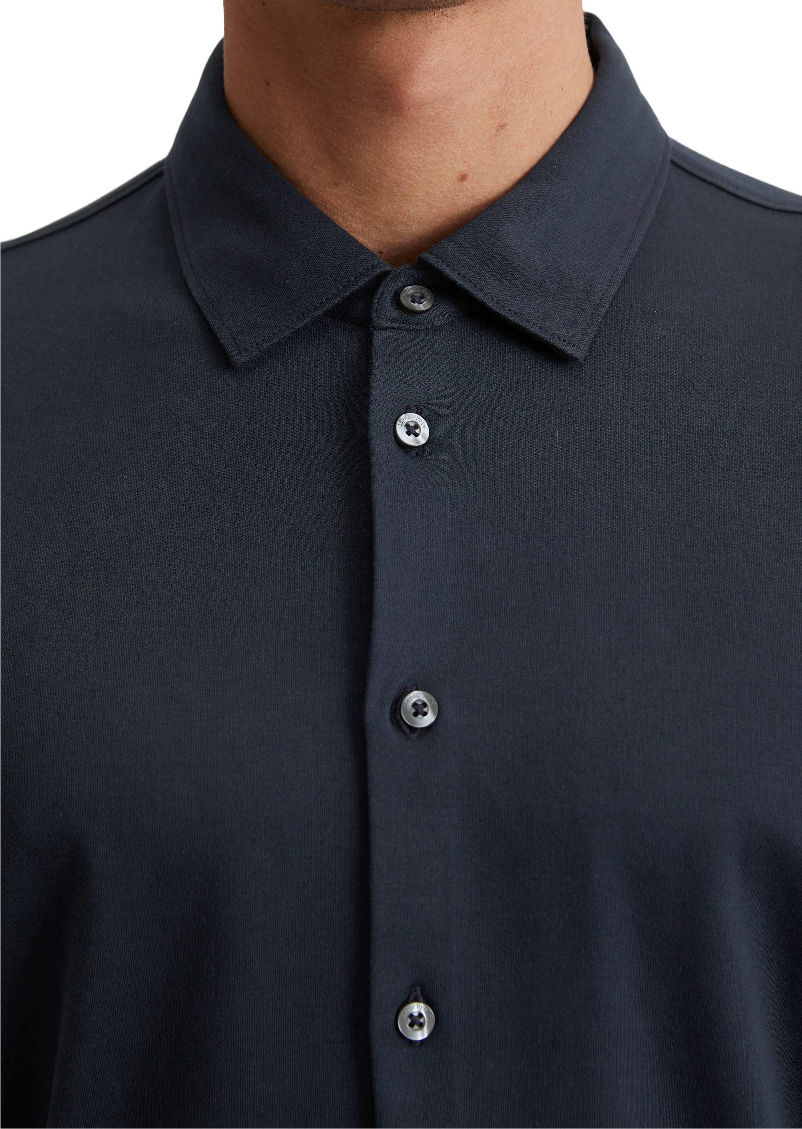 Marc O'Polo Overhemd met lange mouwen van jersey, regular fit, licht, vloeiend, ademend