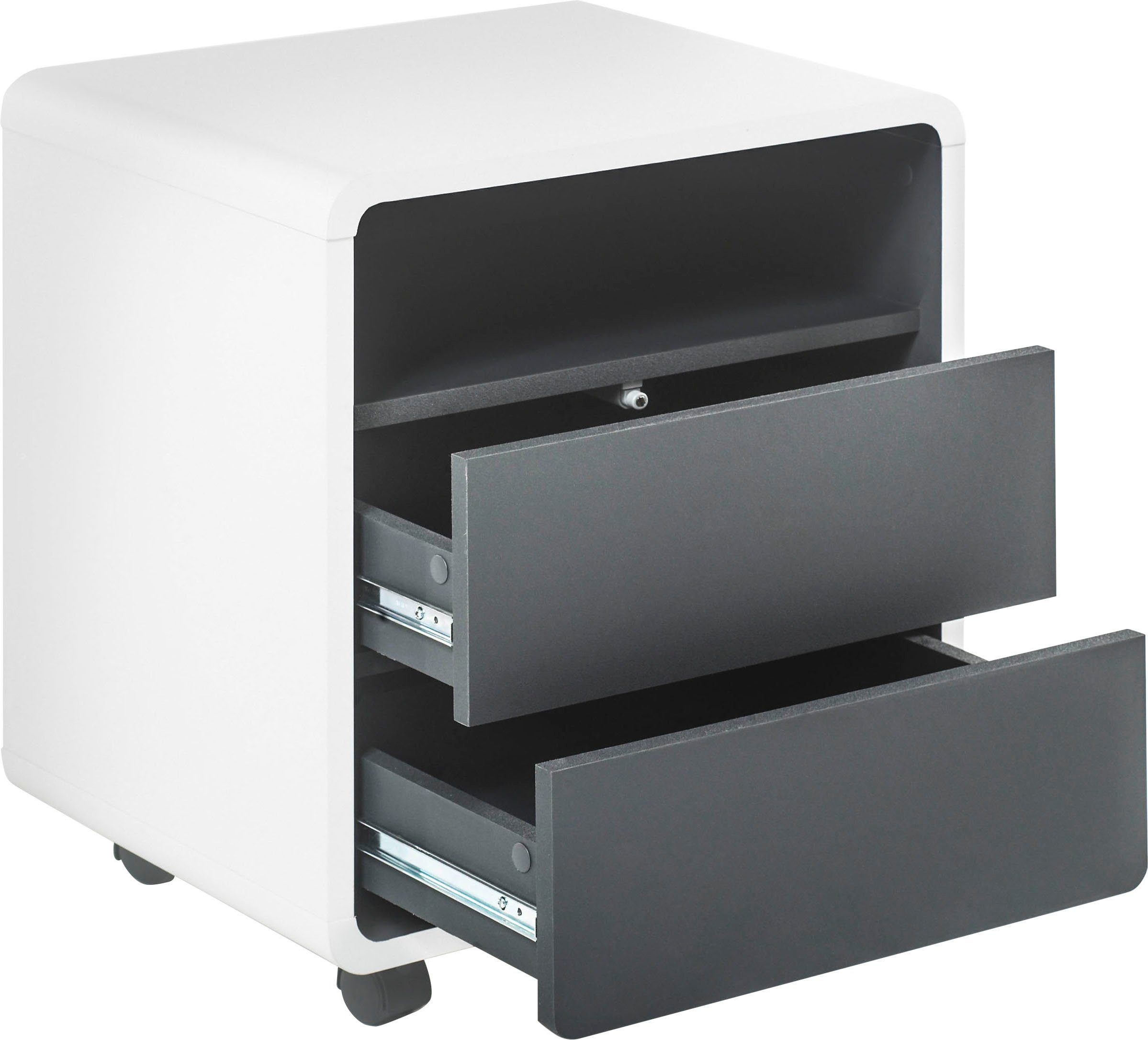 MCA furniture Kastje op wieltjes Tadeo matwit, details in mat grijs