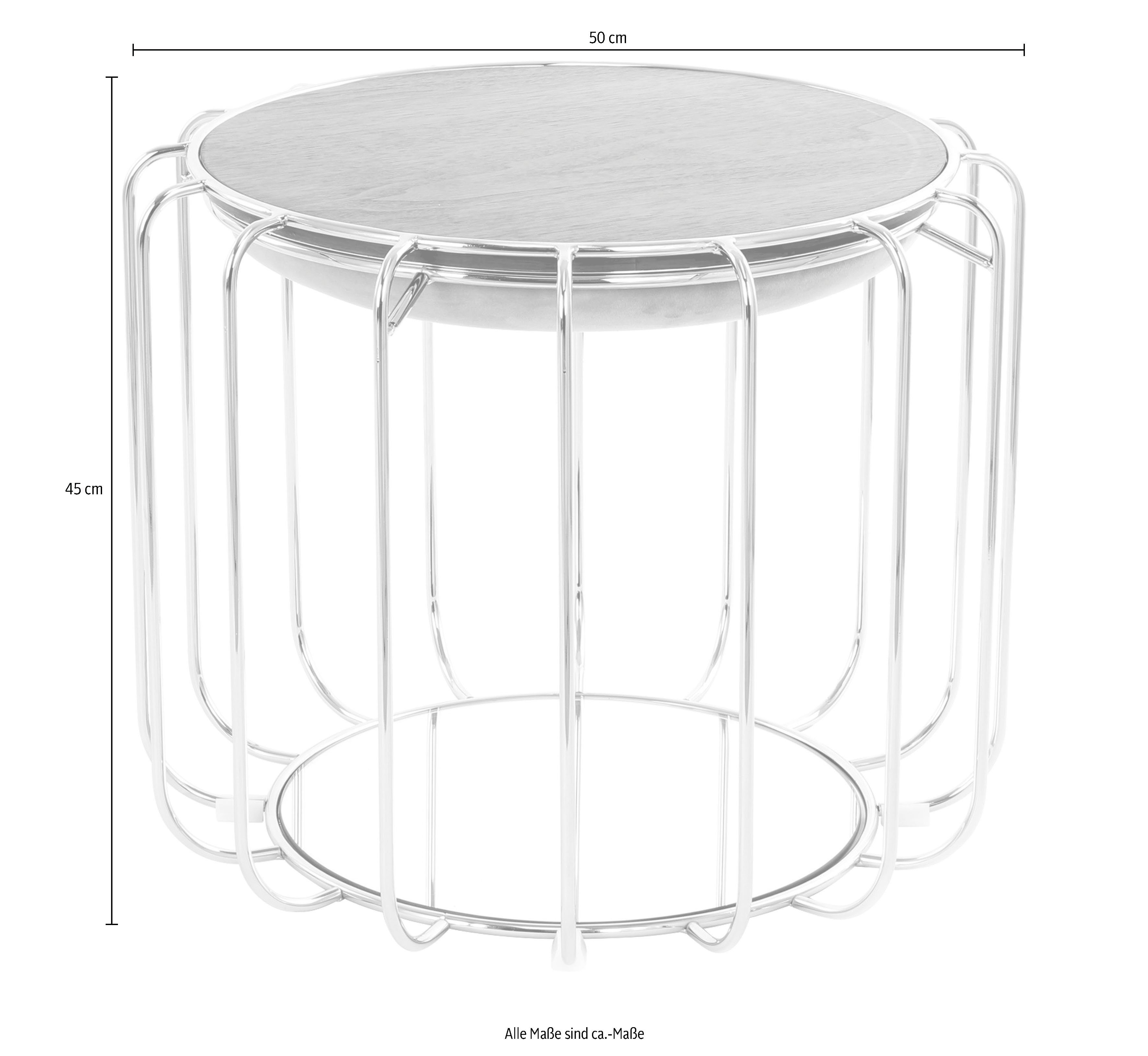 Kayoom Bijzettafel Pouf Comfortable 110, afneembare en omkeerbare bovenkant praktisch om te bouwen tot tafel of voetenbank/poef, met spiegelglas (1 stuk)