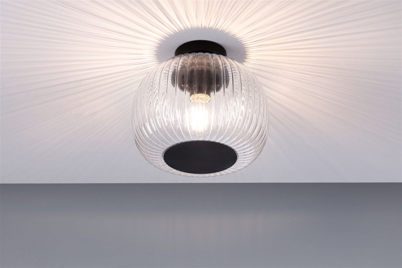 Paulmann Plafondlamp Ruya IP44 E27 230V max. 60W Glas, Zwart mat (1 stuk)