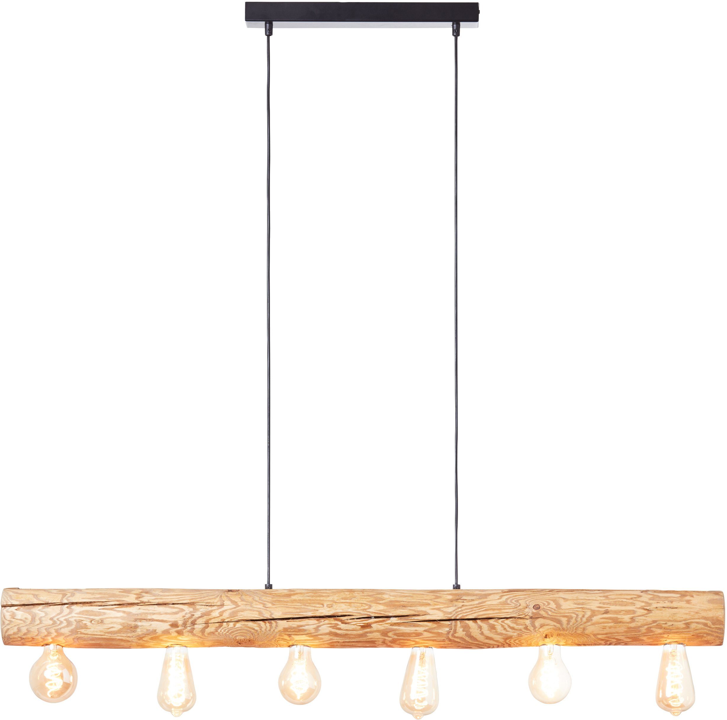 Brilliant Leuchten Hanglamp TRABO 105 cm hoogte, 115 cm breedte, 6x e27, in te korten, hout / metaal, grenen gebeitst (1 stuk)