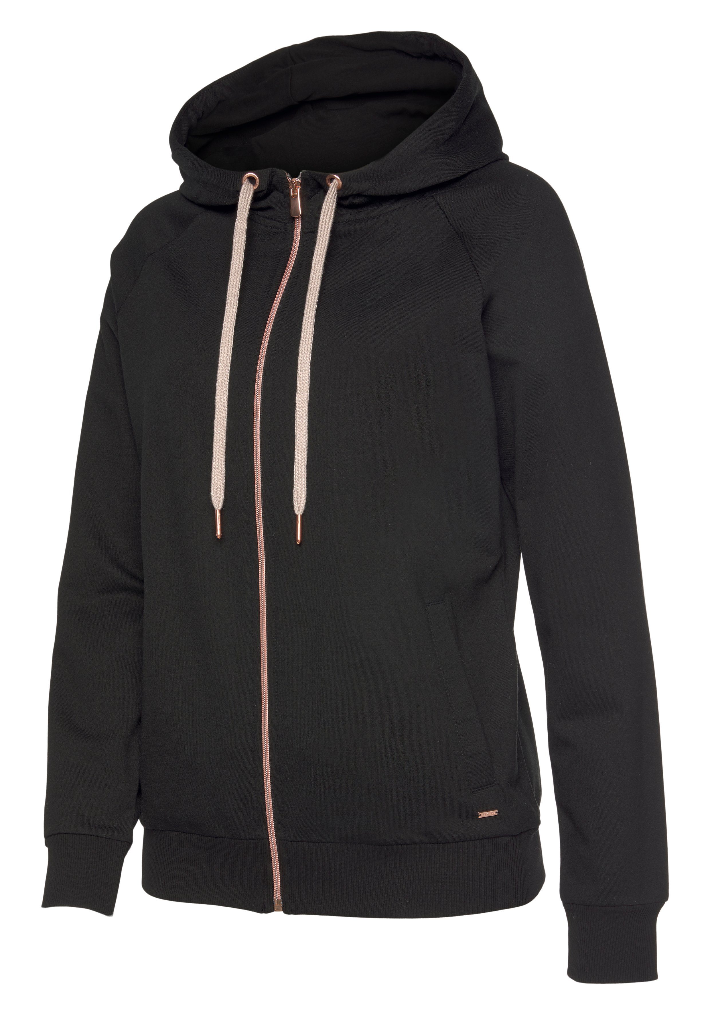 Lascana Capuchonsweatvest / sweatvest met details in rozegoud Sweatshirtjack met details in roségoud, loungewear