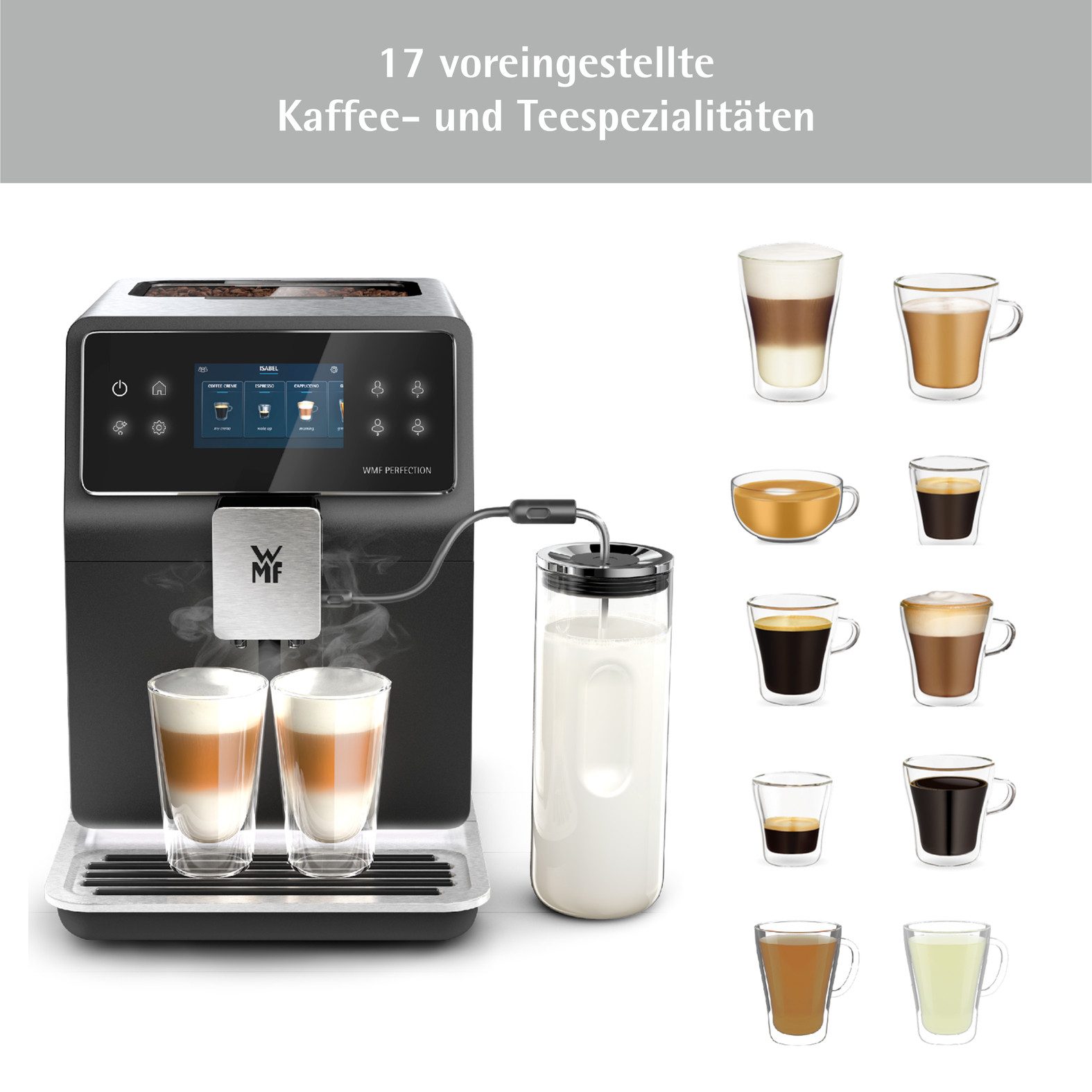 WMF Volautomatisch koffiezetapparaat Perfection 860L CP853D15, intuïtieve gebruikersinterface, perfecte melkschuim, zelfreinigend