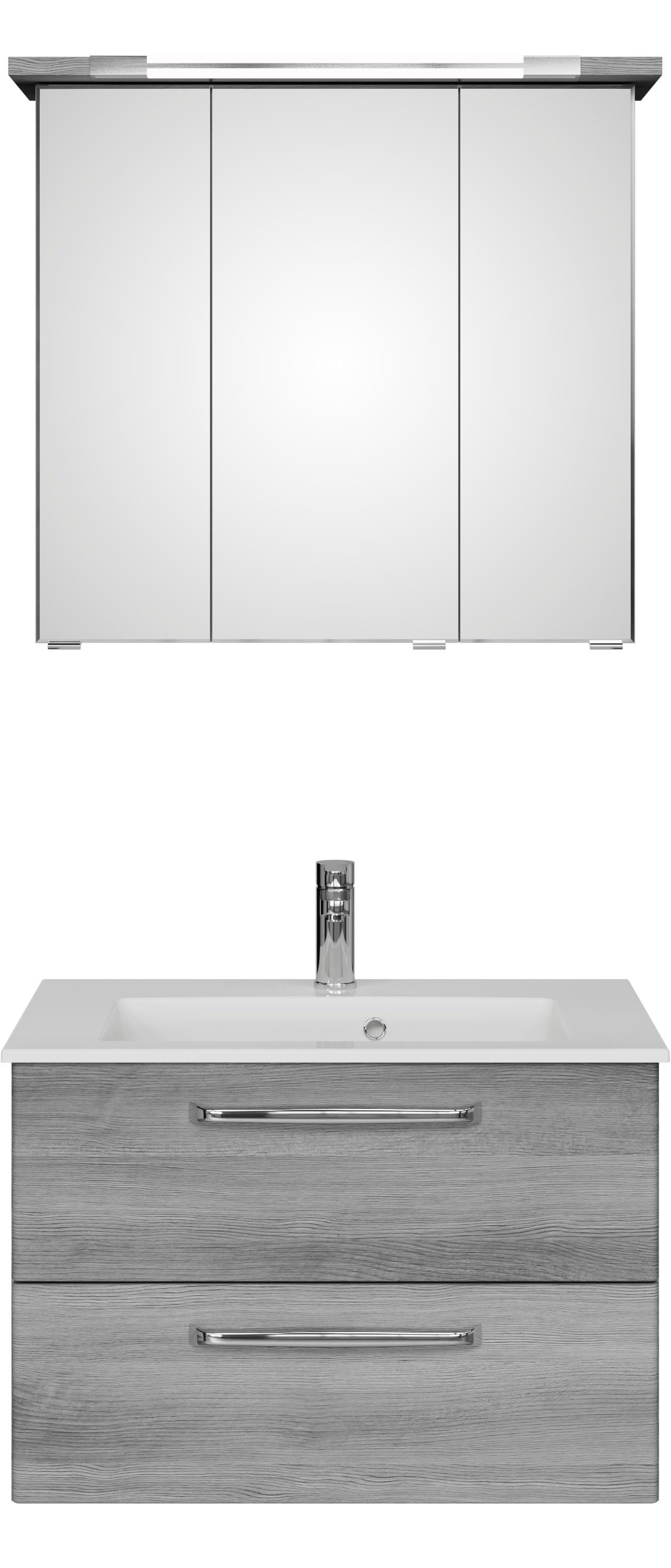 Saphir Badmeubelset Trentino 2-delig mineralen marmer wasbak, spiegelkast met LED-profiel (3 stuks)