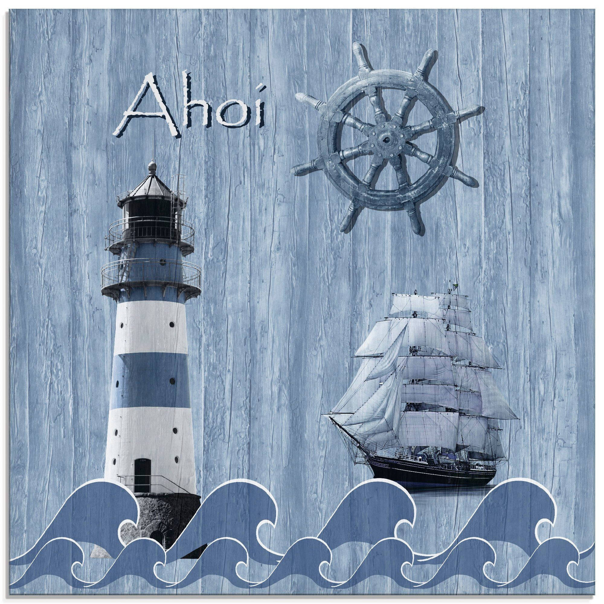 Artland Print op glas Ahoy in maritiem blauw glazen artprint maat 30 cm x 30 cm blauw