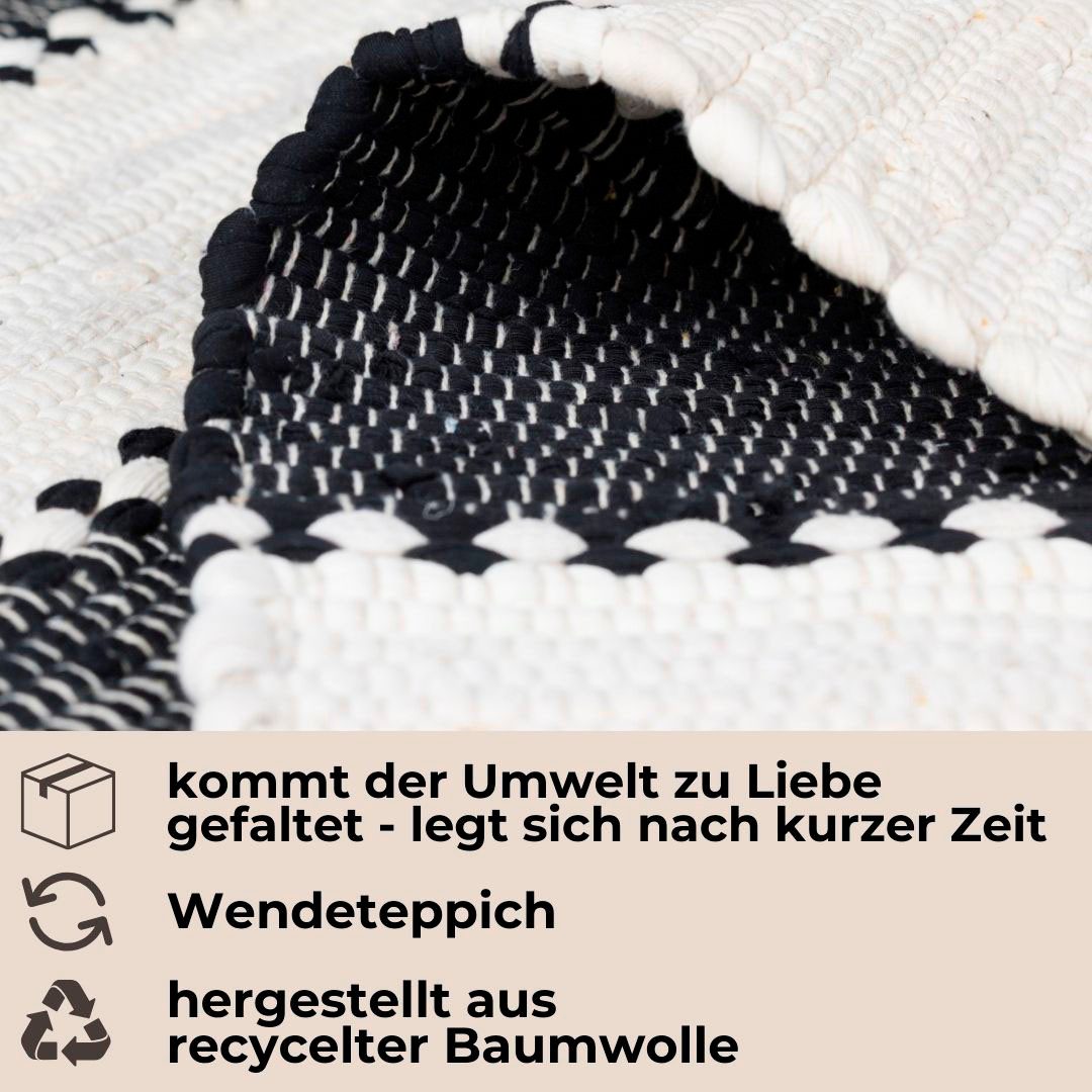 my home Vloerkleed Benja Handgeweven tapijt, gestreept, 90% katoen, handgeweven, met franjes