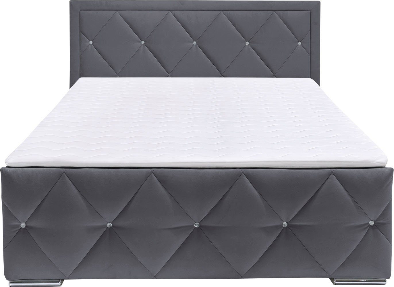 Leonique Boxspring Alfie, bestseller! Inclusief bedlade & topper Optioneel met knoopstiksels of strassstenen, H2, H3 en H4 verkrijgbaar