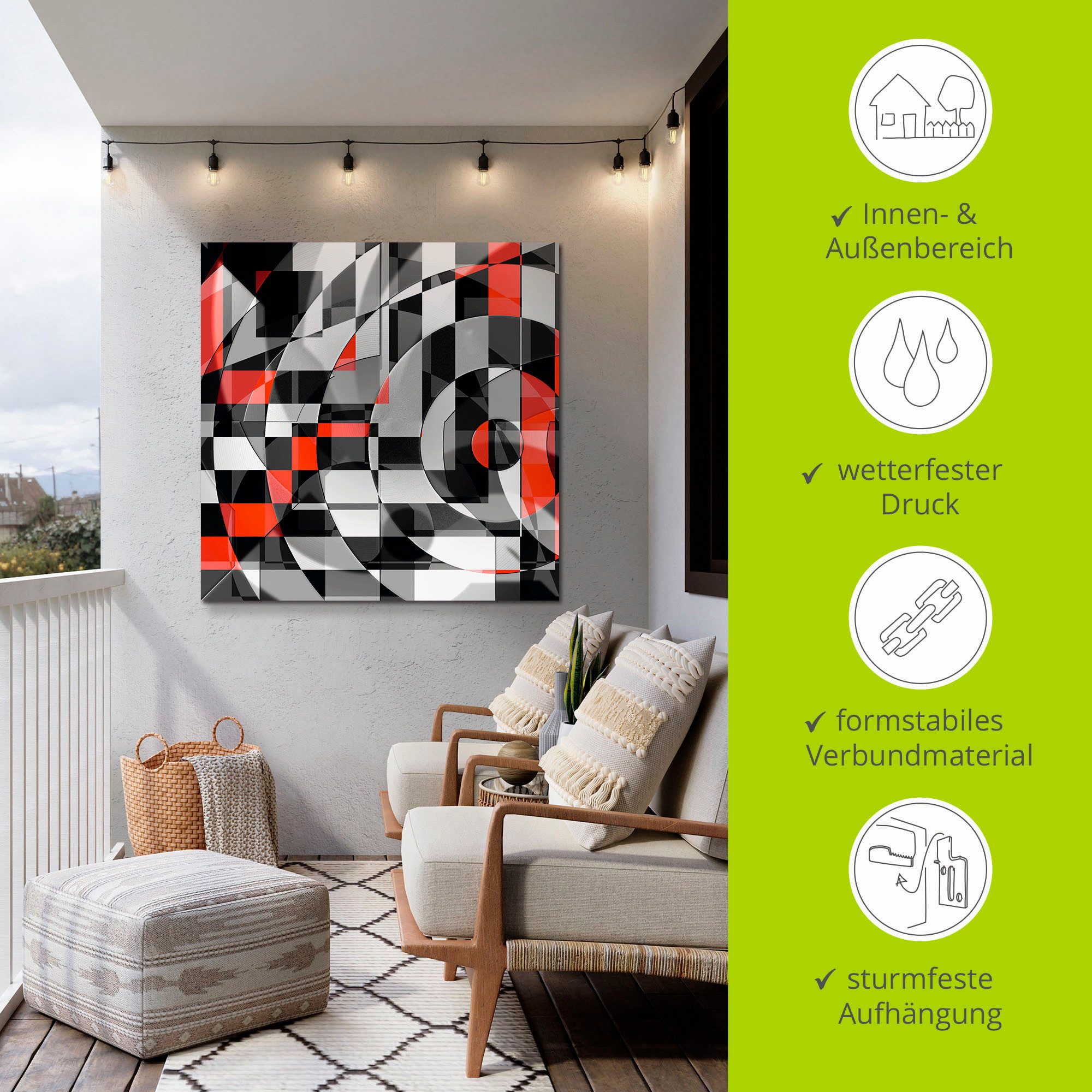 Artland Artprint Zwart-wit raakt rood versie 1 als artprint van aluminium, artprint voor buiten, artprint op linnen in verschillende maten
