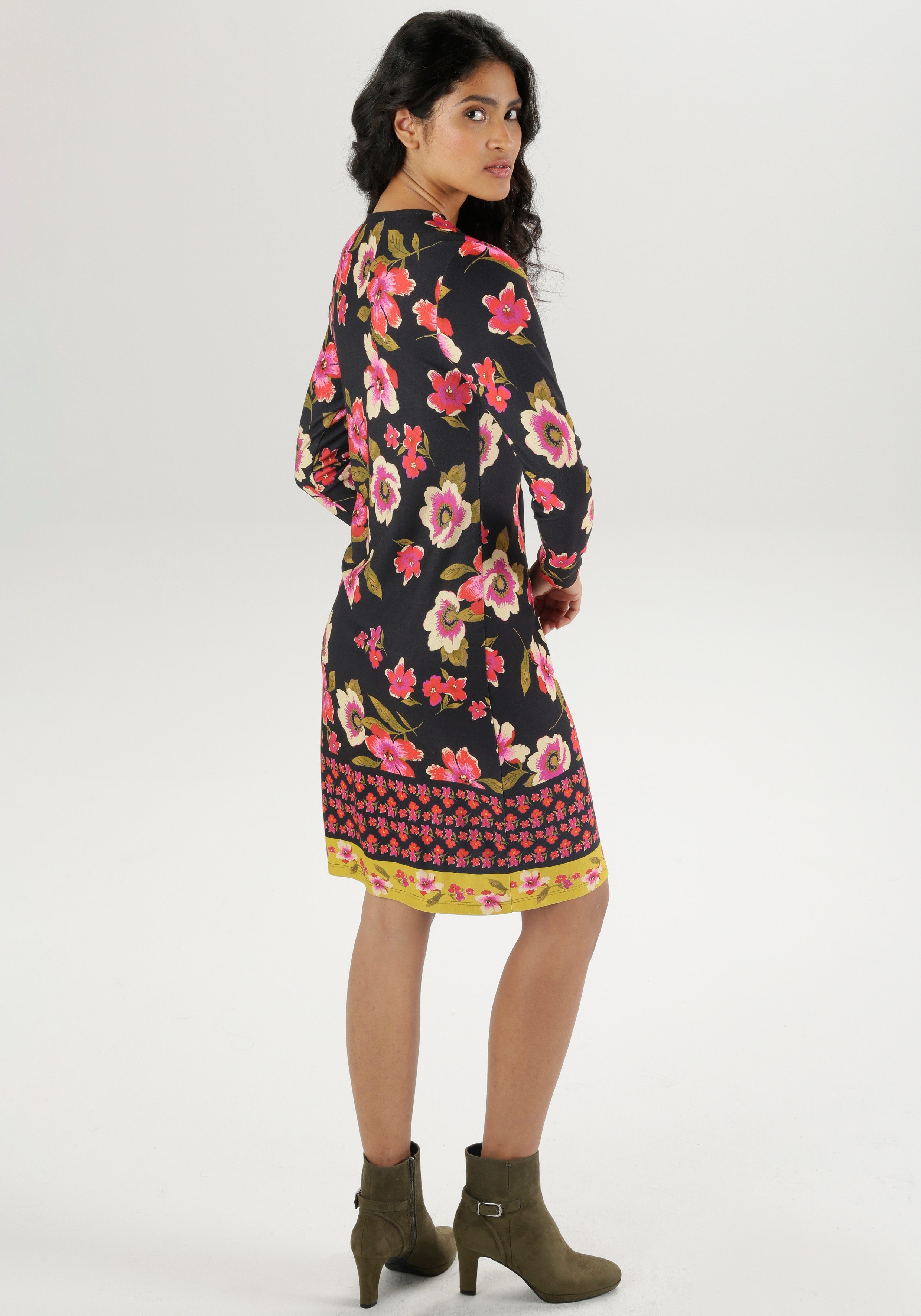 Aniston SELECTED Mini-jurk met gedrukte rand, licht getailleerd