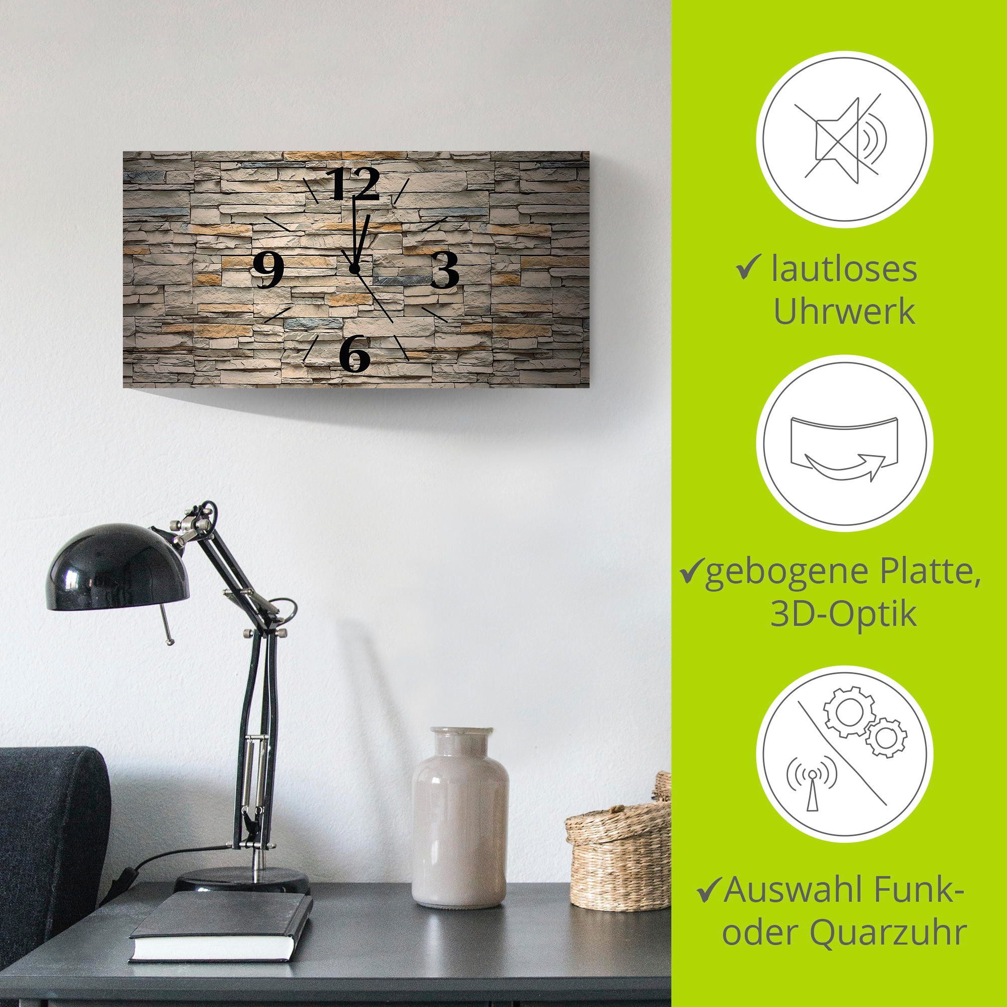 Artland Wandklok Bruine oude tegelmuur 3d-look geschulpt, met kwarts- of radiografisch uurwerk, verschillende maten