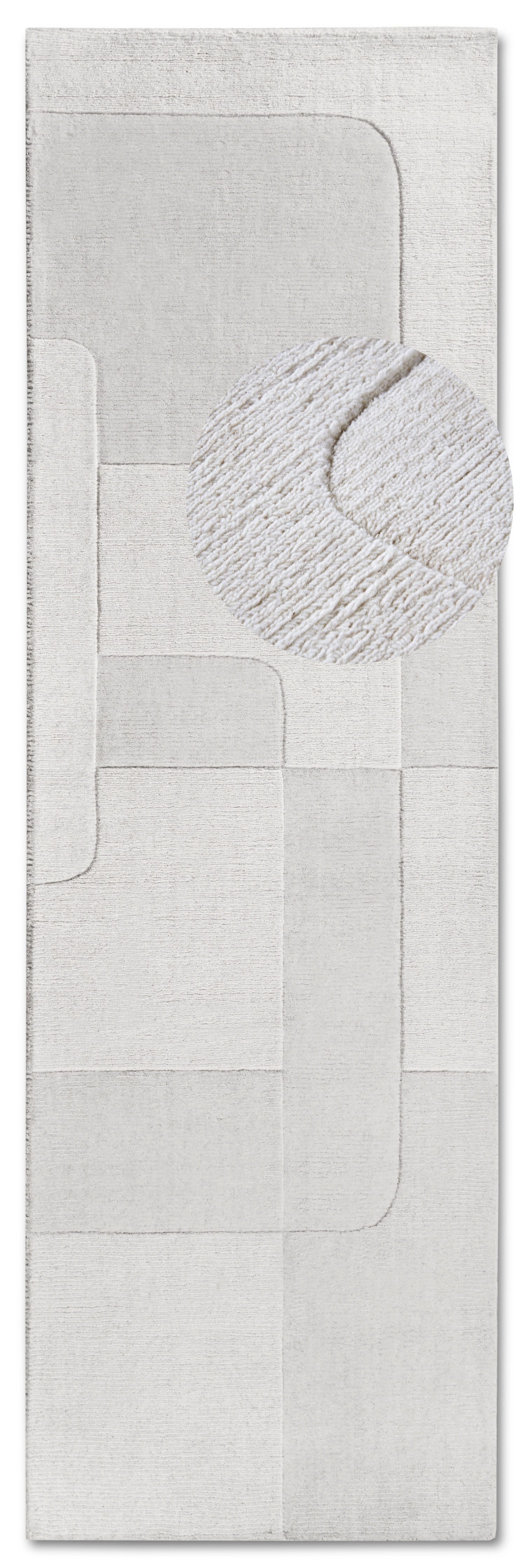 Villeroy & Boch Wollen kleed Charlotte Loper, handgeweven, wol, natuur, loper, woonkamer, geometrie