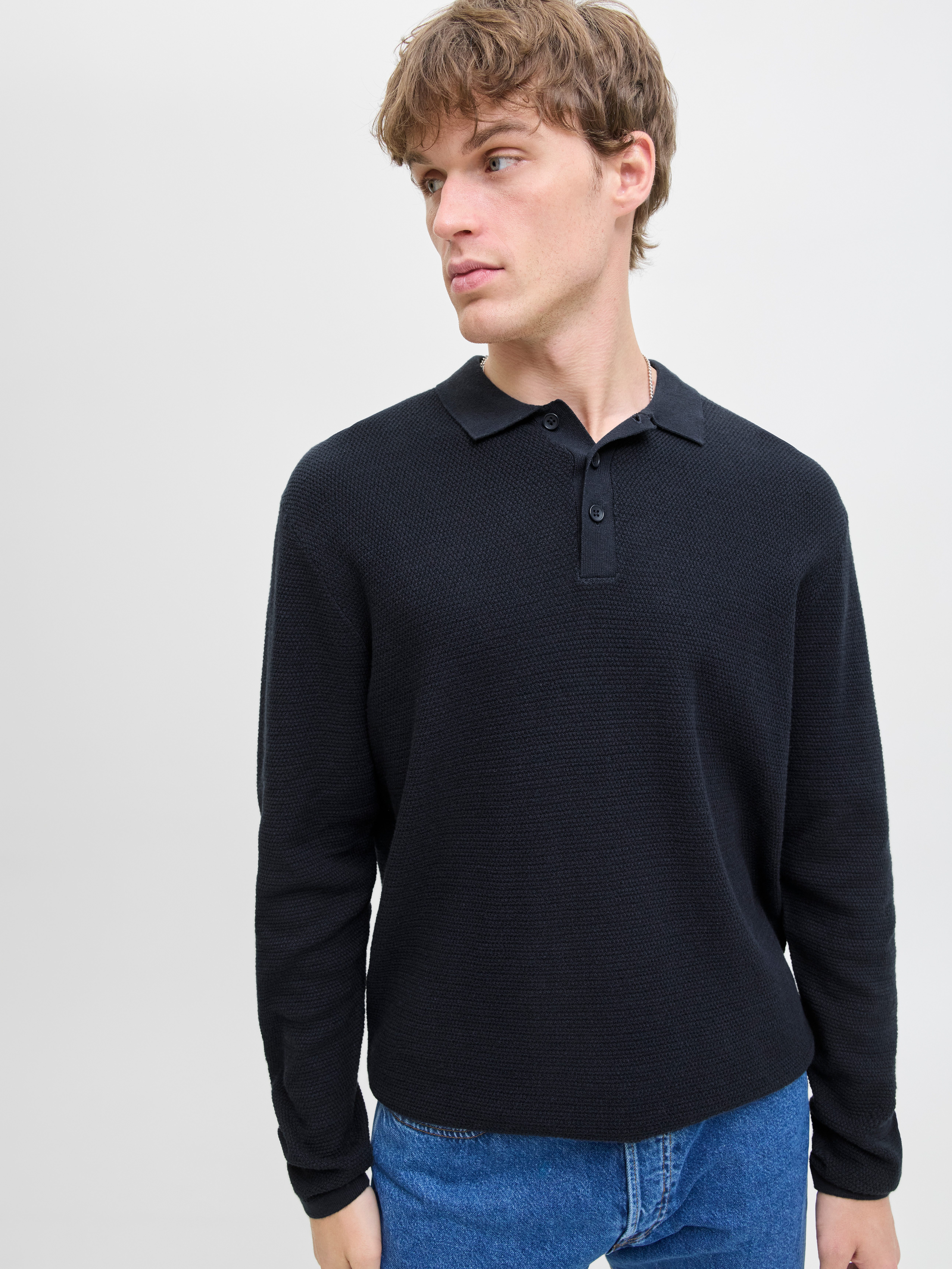 Jack & Jones Gebreide trui JJEGEORGE KNIT POLO LS SN