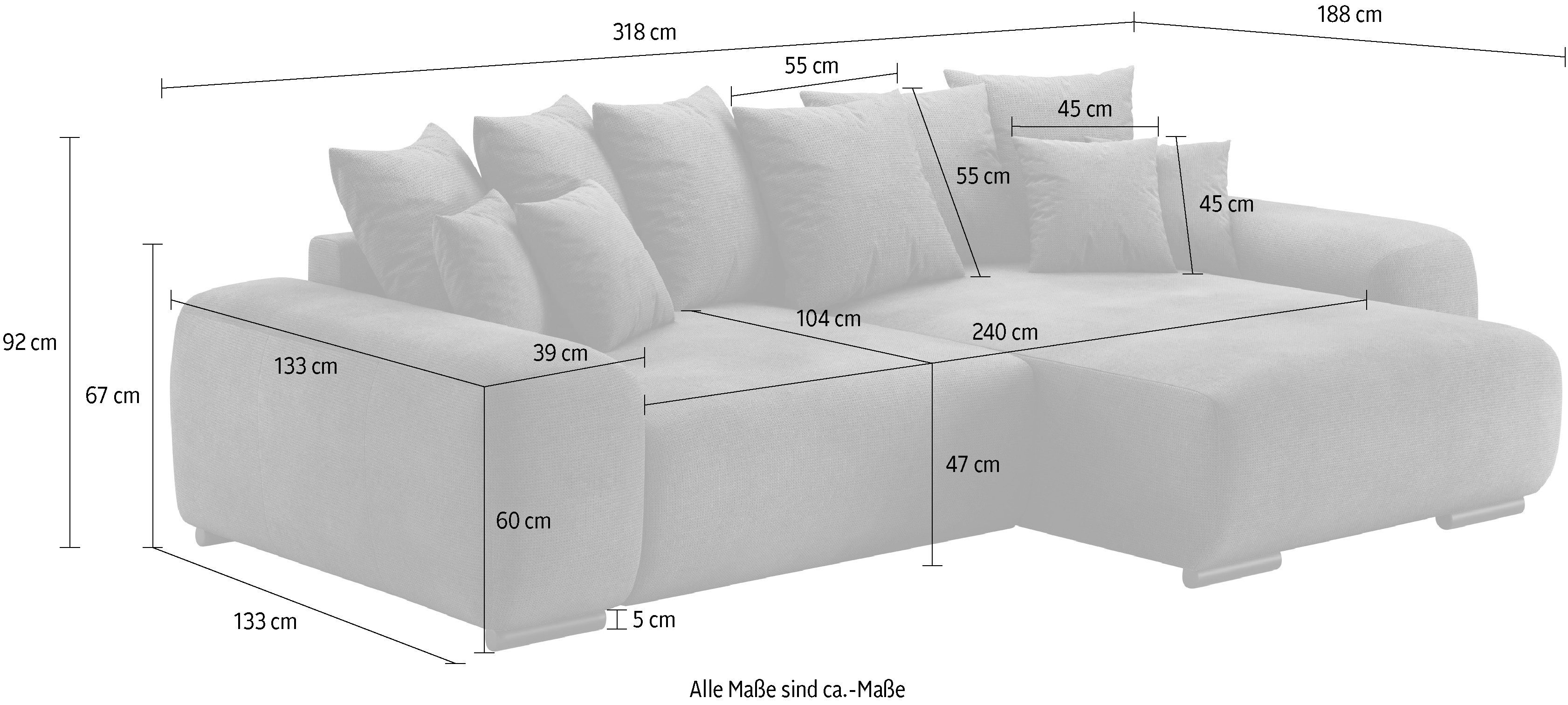 Mr. Couch Hoekbank Sundance, L-vorm Permanente slaper met bed, bedbox, tot 140 kg belastbaar