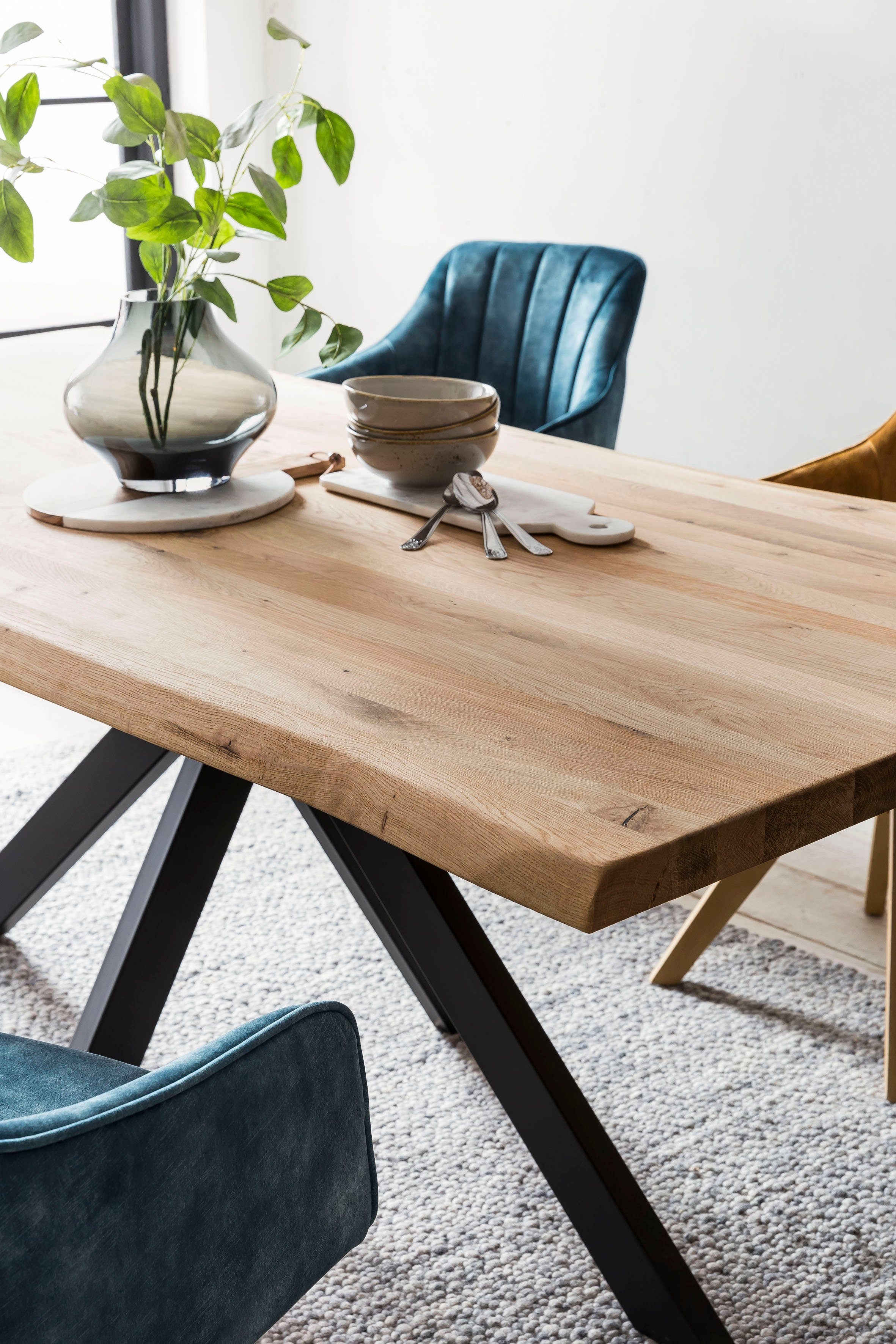 Home affaire Eettafel TRISTAN Massief wild eiken met echte boomrand