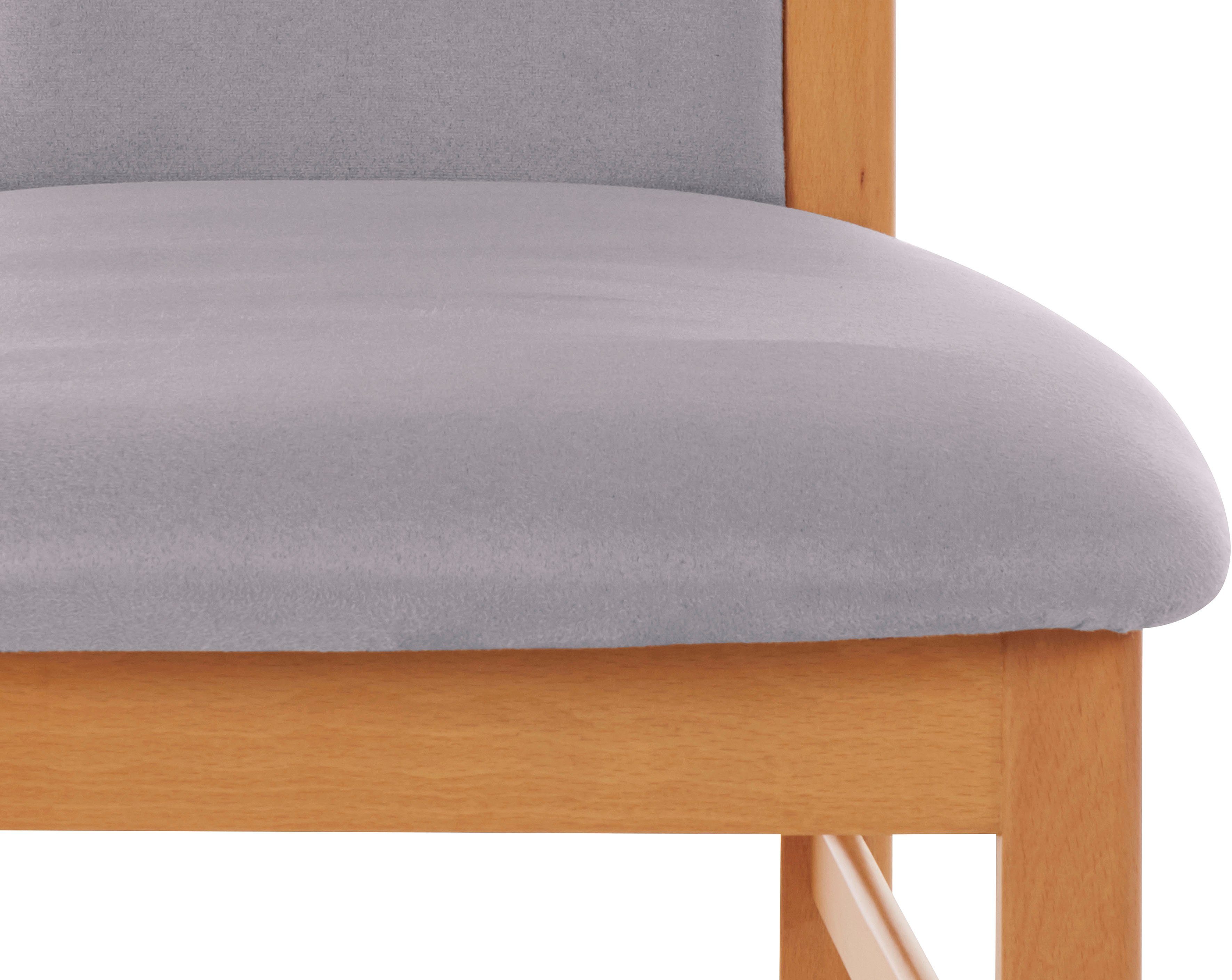 Home affaire Eetkamerstoel Franz slijtvast microvezel, onderstel beuken naturel of wit, houten stoel (set, 2 stuks)