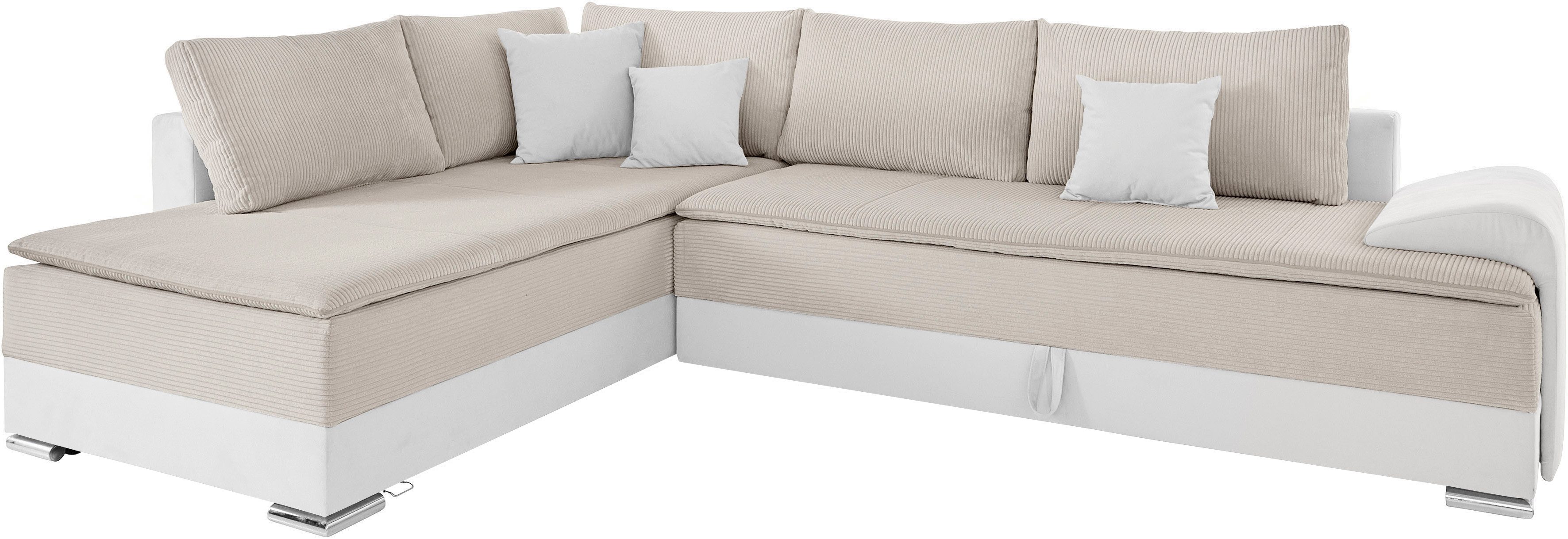 INOSIGN Hoekbank Boxspringbed Night & Day L-vorm met permanente slaapfunctie met armleuning