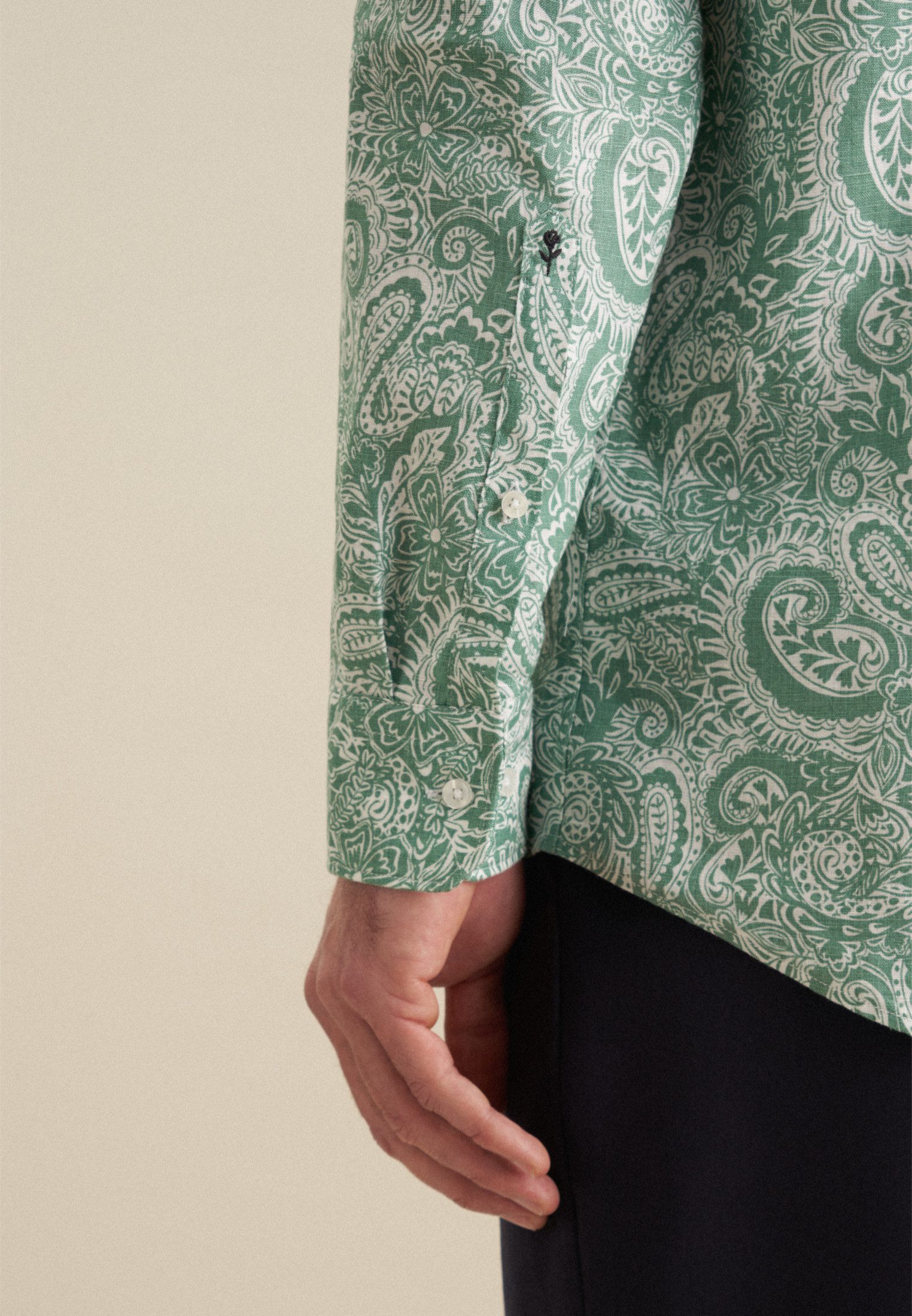 seidensticker Businessoverhemd Regular lange mouwen kentkraag paisley