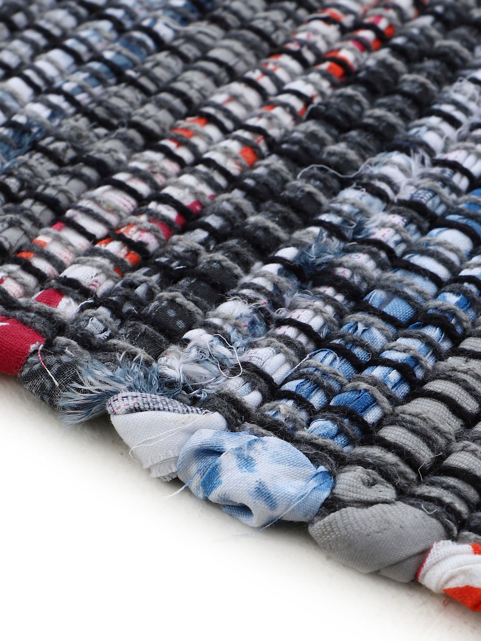 carpetfine Vloerkleed Kelim Chindi, omkeerbaar tapijt handgeweven, patchwork tapijt met franjes, ook verkrijgbaar in loperformaten
