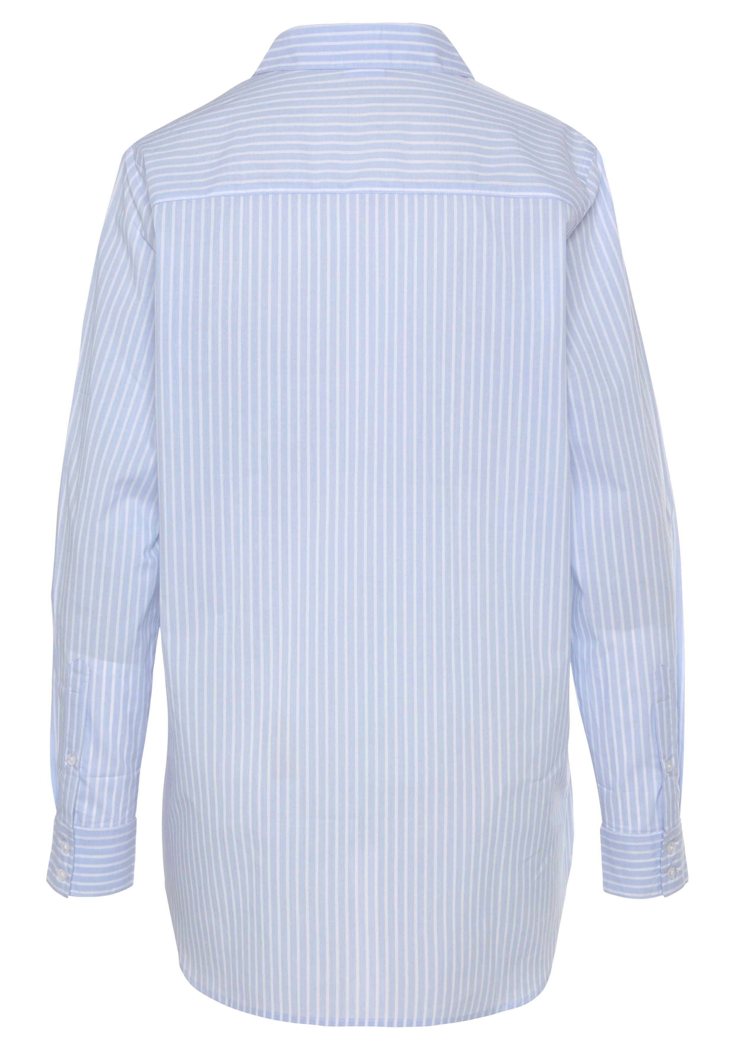 Buffalo Overhemdblouse met strepenpatroon, achter langer gesneden, klassieke damesblouse