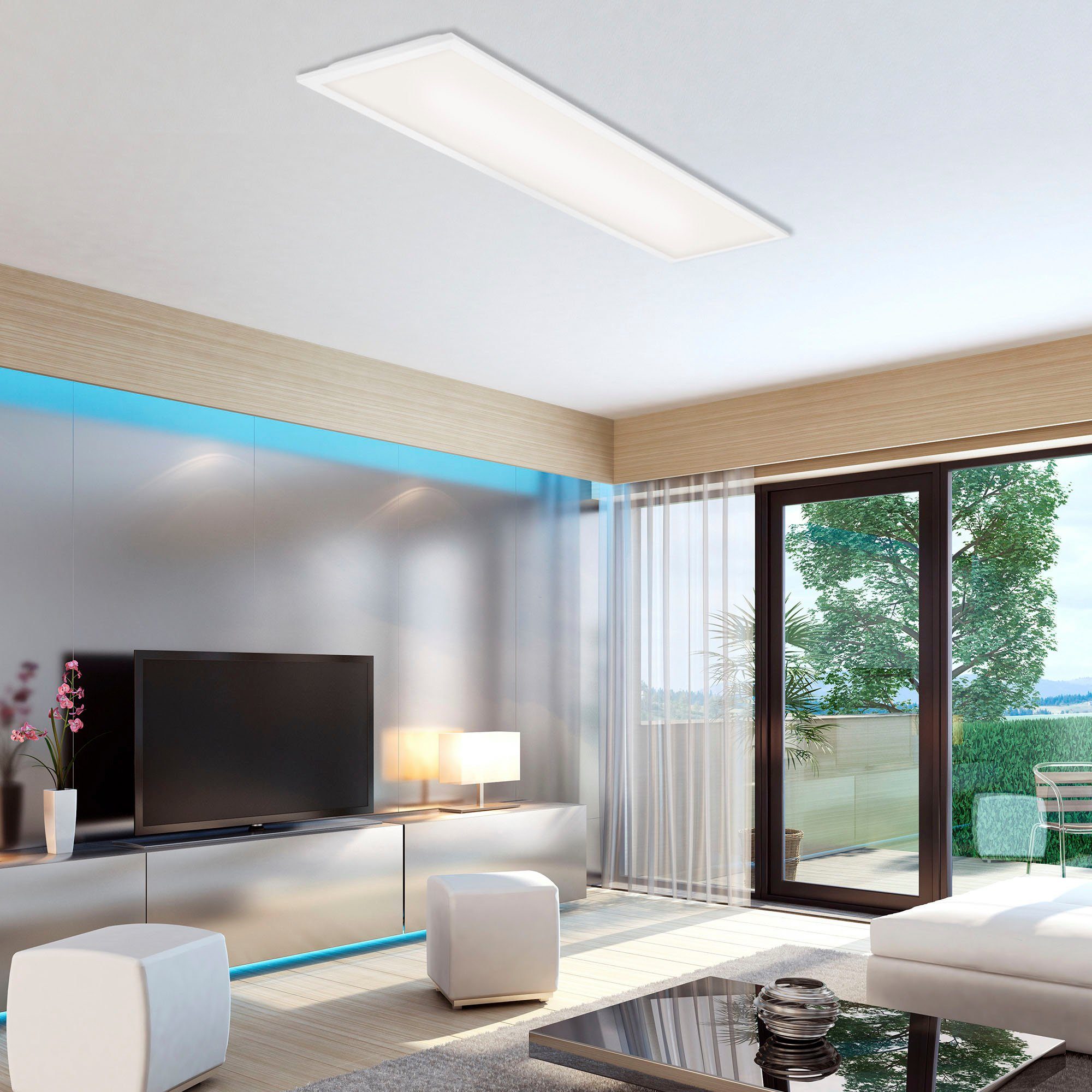 Briloner Leuchten Led-paneel 7067016 Simple Plafondlamp, 100x25x6 cm, wit, 22W, woonkamer, slaapkamer, keuken