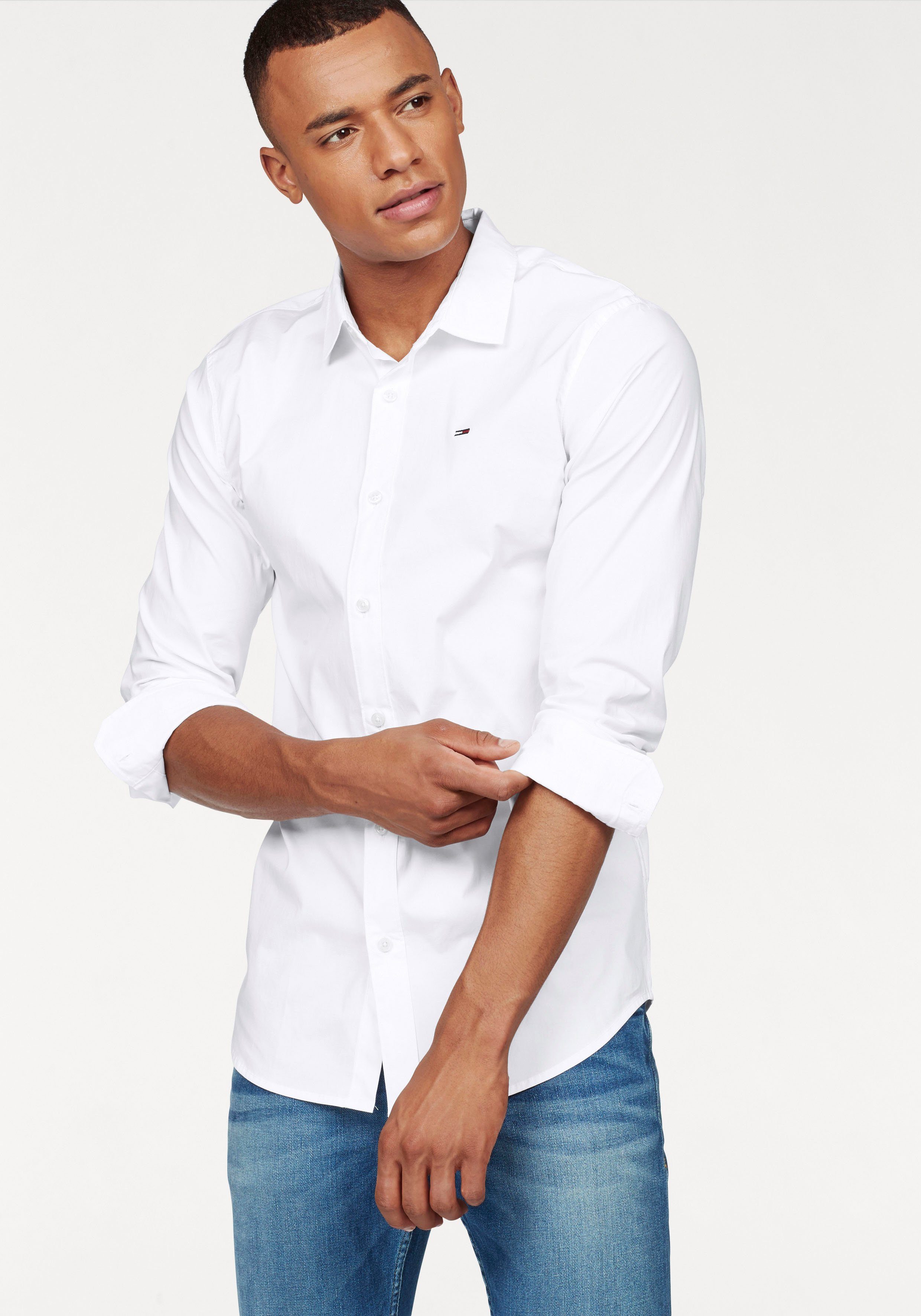 TOMMY JEANS Overhemd met lange mouwen Sabim Stretch Hemd Shirt Stretch shirt, premium, slim fit, met elastaan