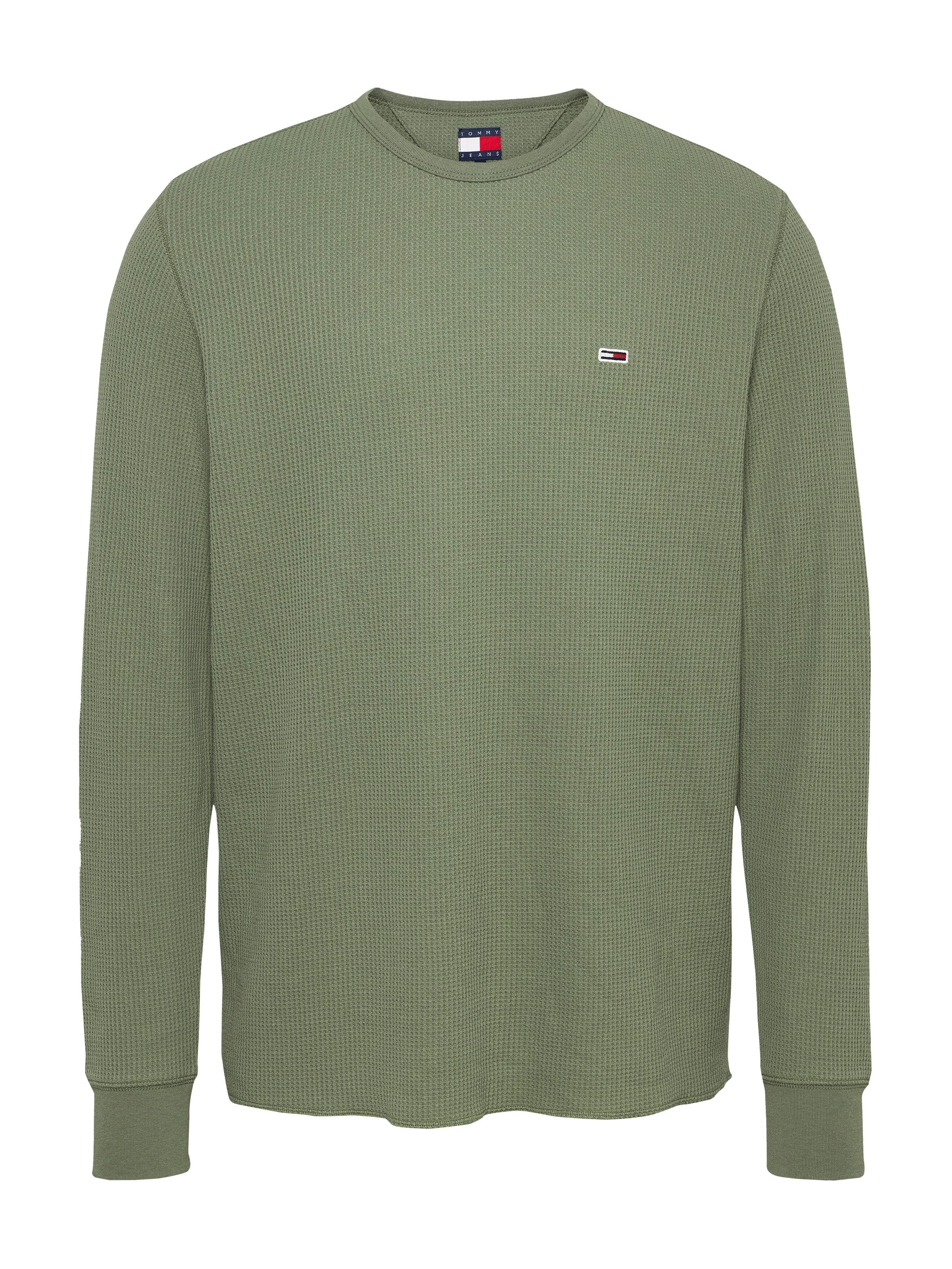 TOMMY JEANS Shirt met lange mouwen TJM SLIM WAFFLE L/S TEE EXT
