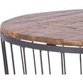 byliving salontafel nada van massief hout en metaal, diameter 76 cm bruin