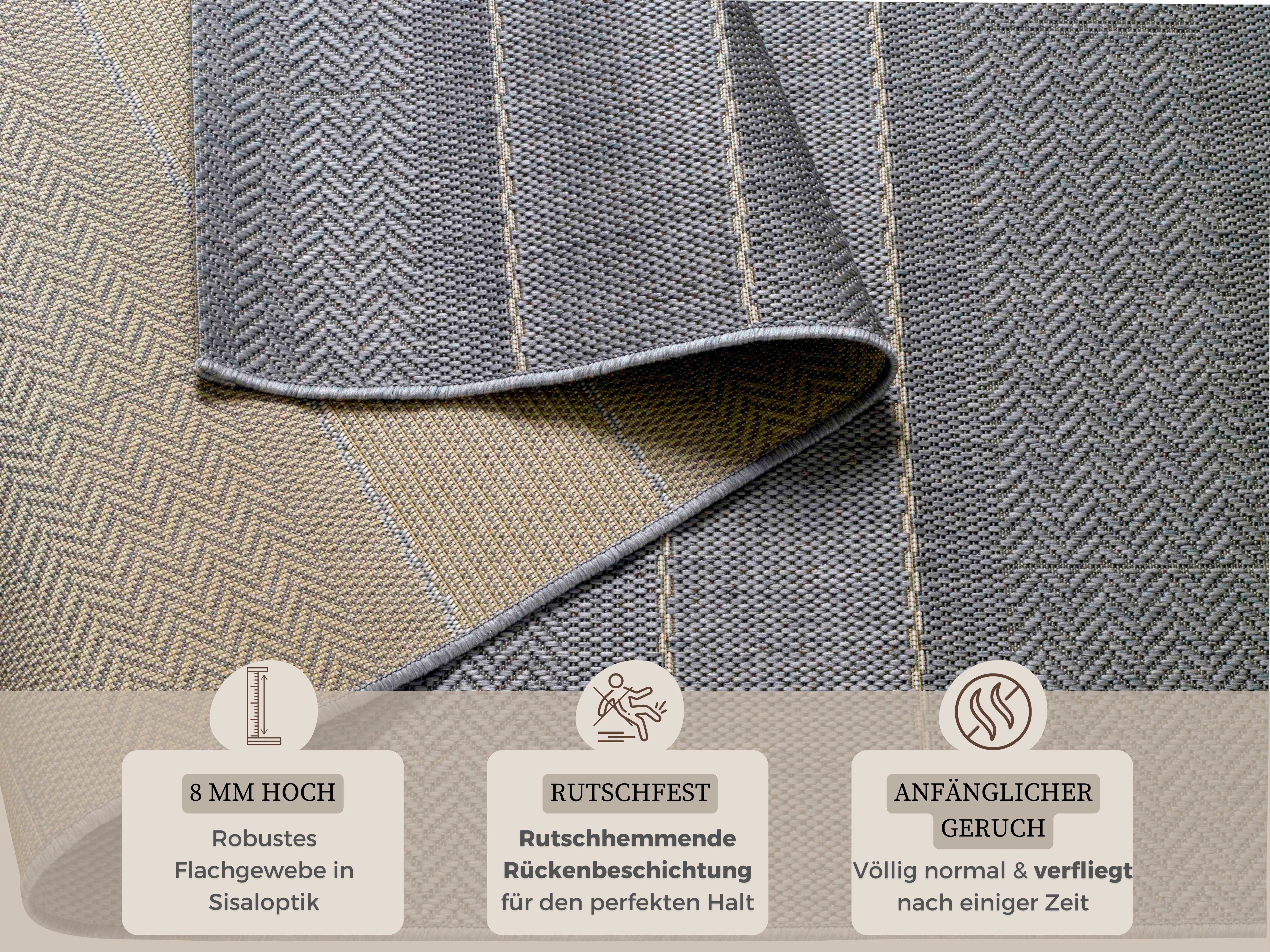 HANSE Home Vloerkleed Fürth Binnen- en buitengebruik, loper, weerbestendig, balkon, tuin, woonkamer, modern