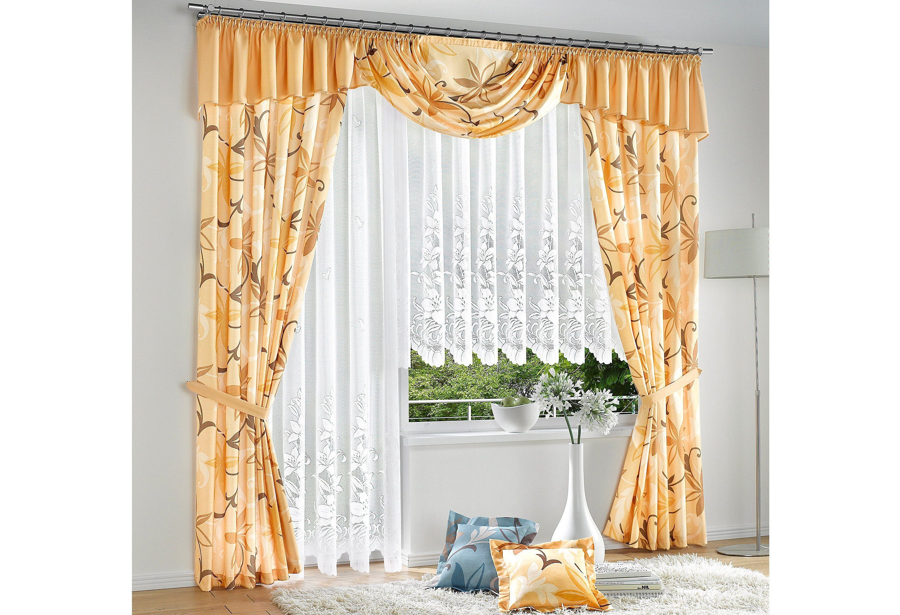 Weckbrodt Gordijn Wismar Jacquard, gestructureerd, allover, bloemig, halfdoorzichtig, bies, store (1 stuk)