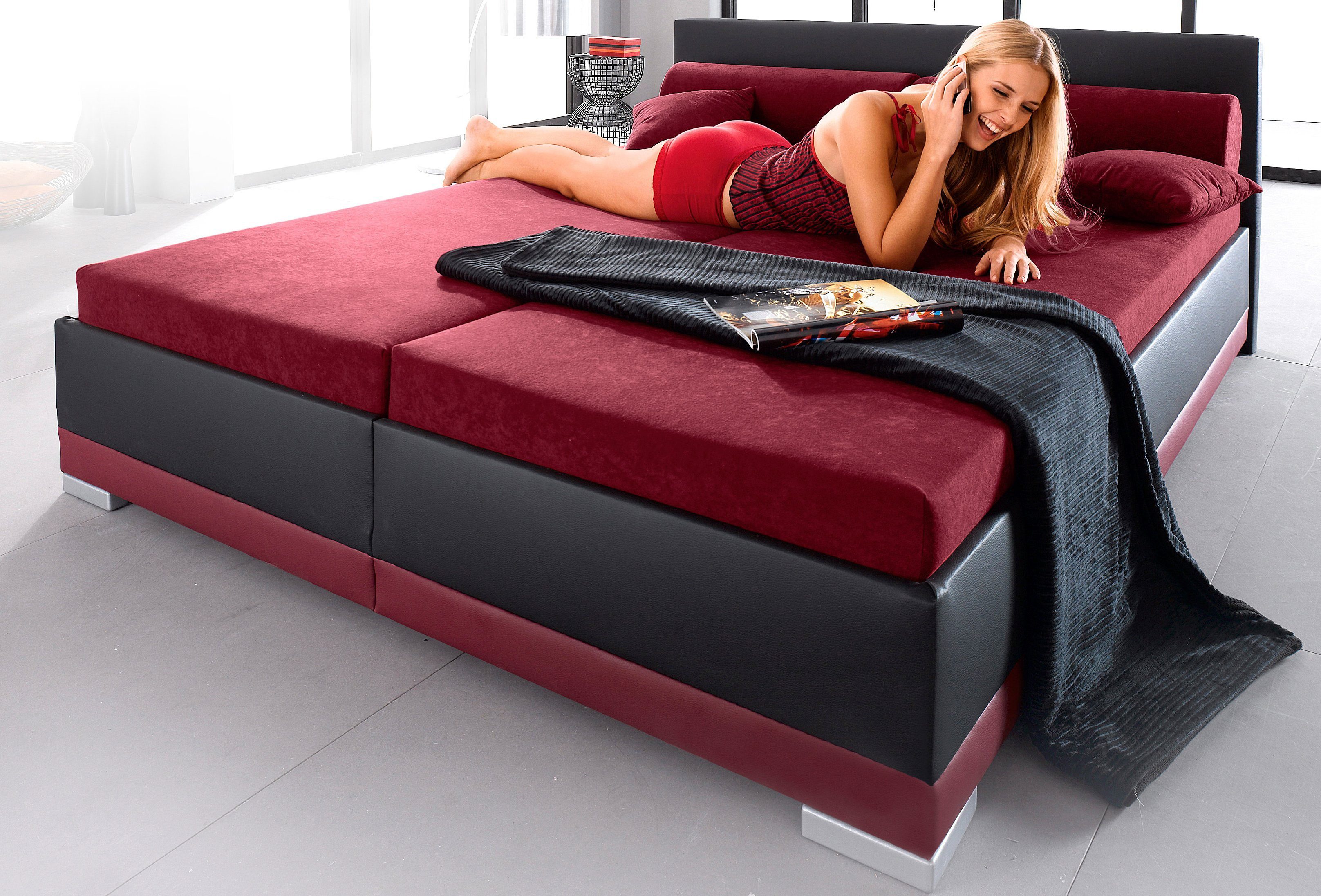 Maintal Gestoffeerd bed Imitatieleer, in 6 verschillende uitvoeringen, made in Germany