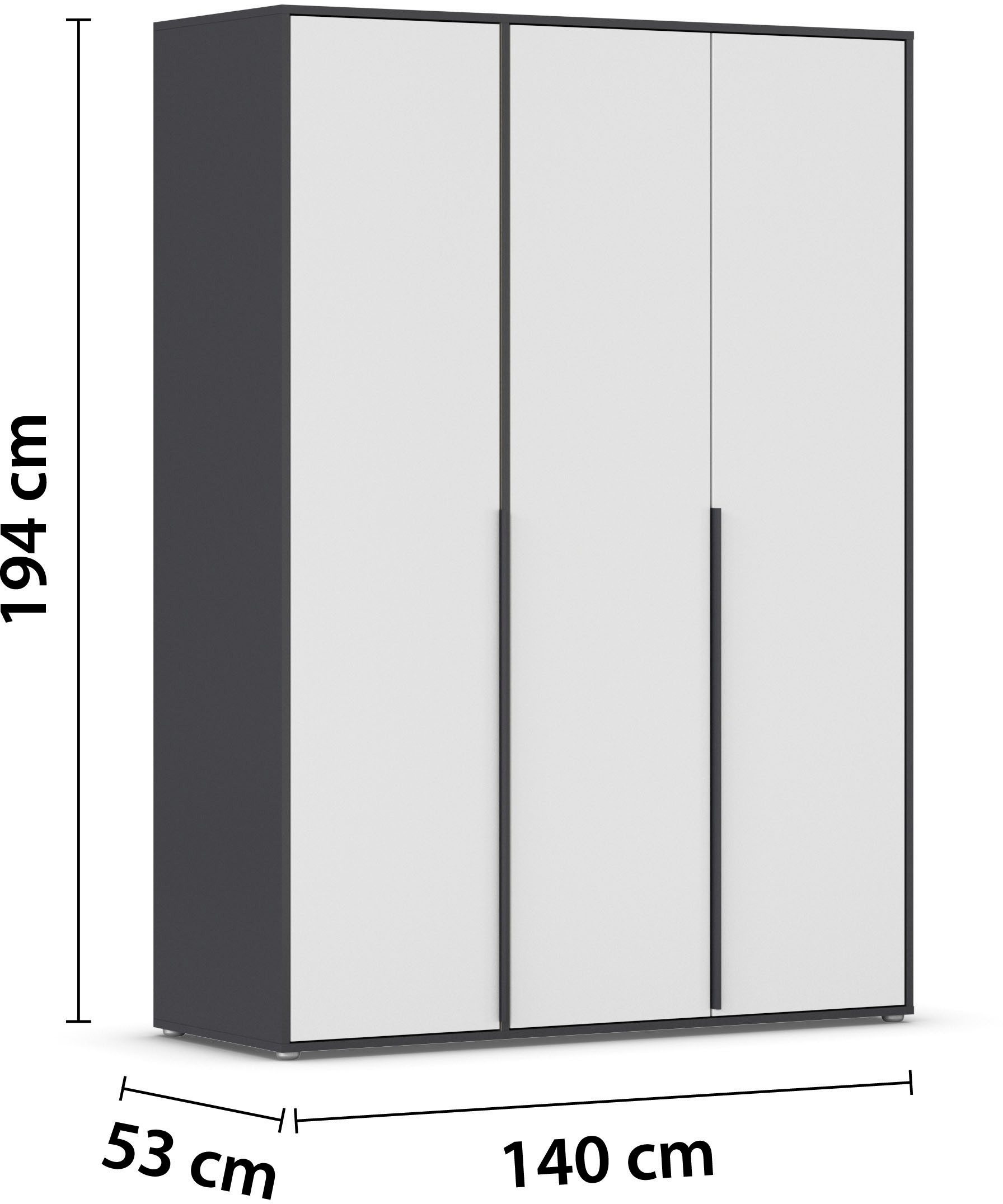 rauch Draaideurkast Kledingkast Kast Garderobe Wasmand NAGATA veel Opbergruimte met moderne stanggrepen in grijs metallic topseller made in germany