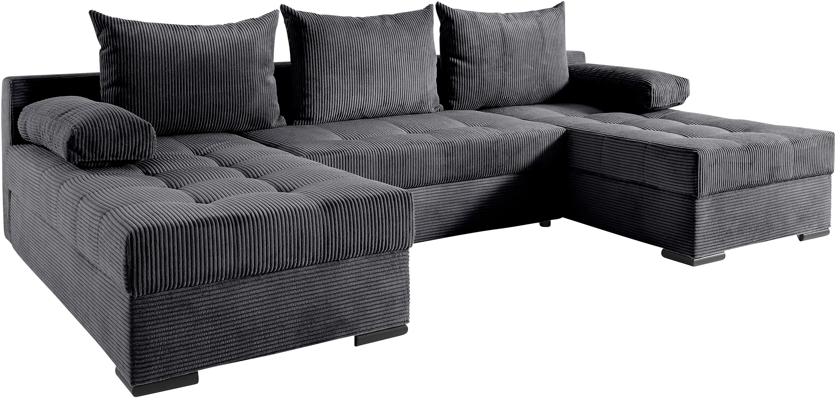 COLLECTION AB Zithoek Josy U-vorm, breedte 269 cm, platweefsel, structuur, kunstleer