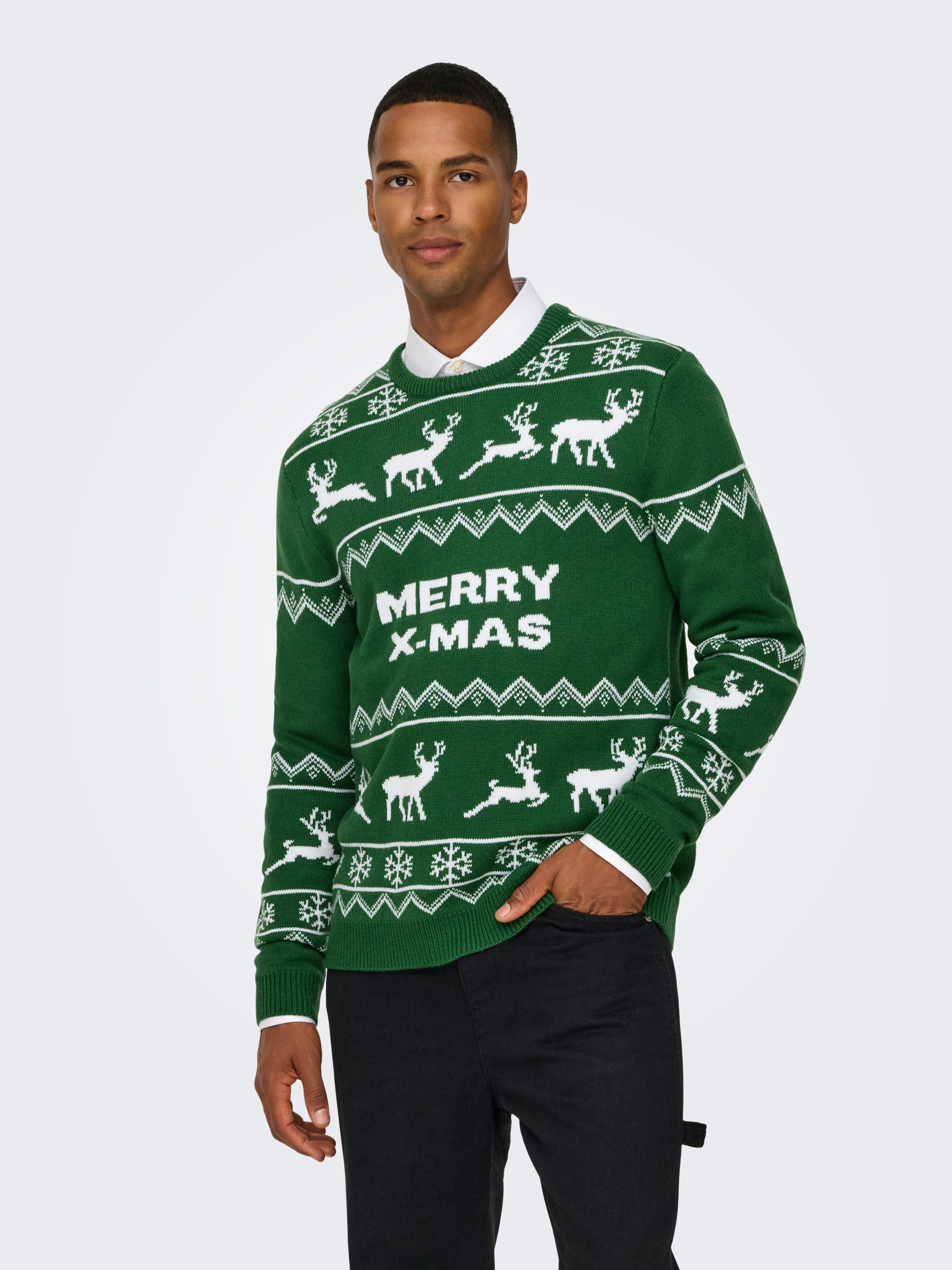 ONLY & SONS Gebreide trui ONSXMAS REG 5 ALLOVER CREW KNIT