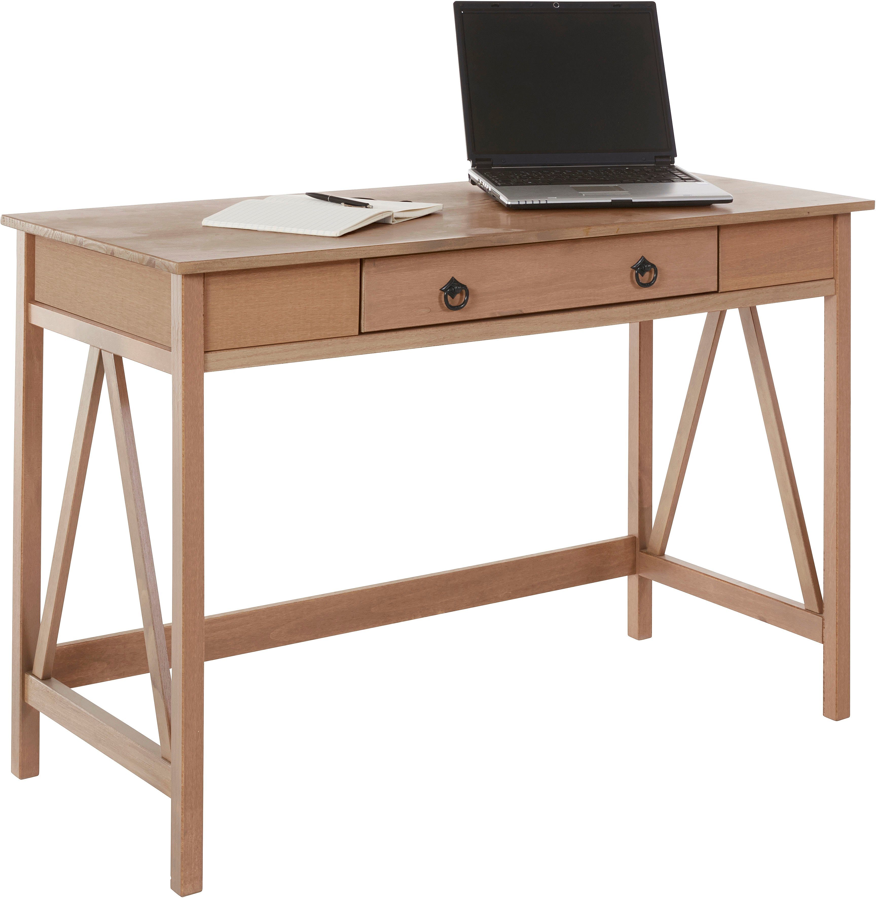 Timbers Bureau Fonville van grenenhout, breedte 116,5 cm, thuiskantoor, sidetable