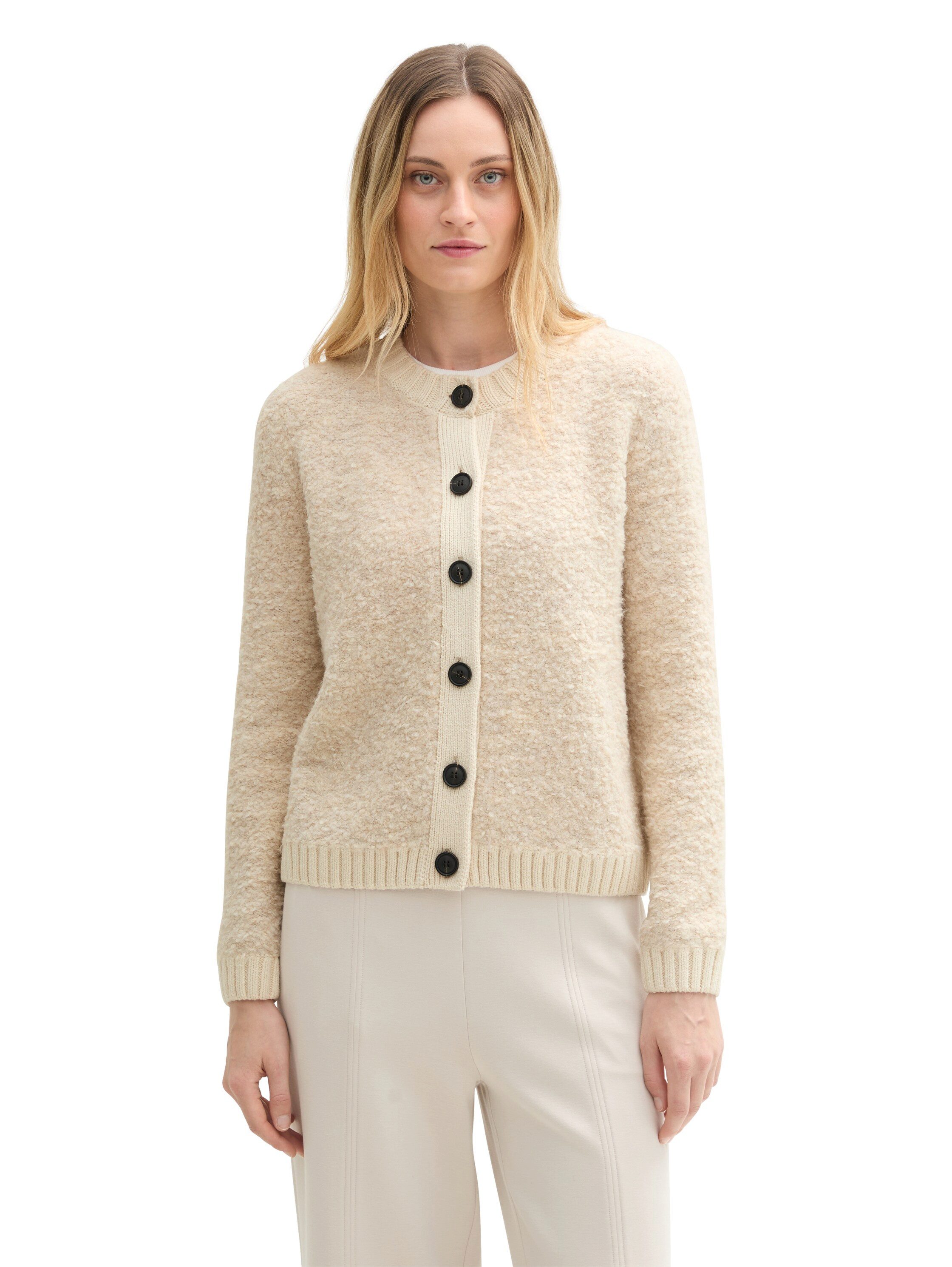 Tom Tailor Cardigan in bouclé-look dames cardigans maat XL (42) beige