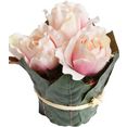 botanic-haus kunstbloem rosenarrangement gross mit blaettern umwickelt (1 stuk) roze