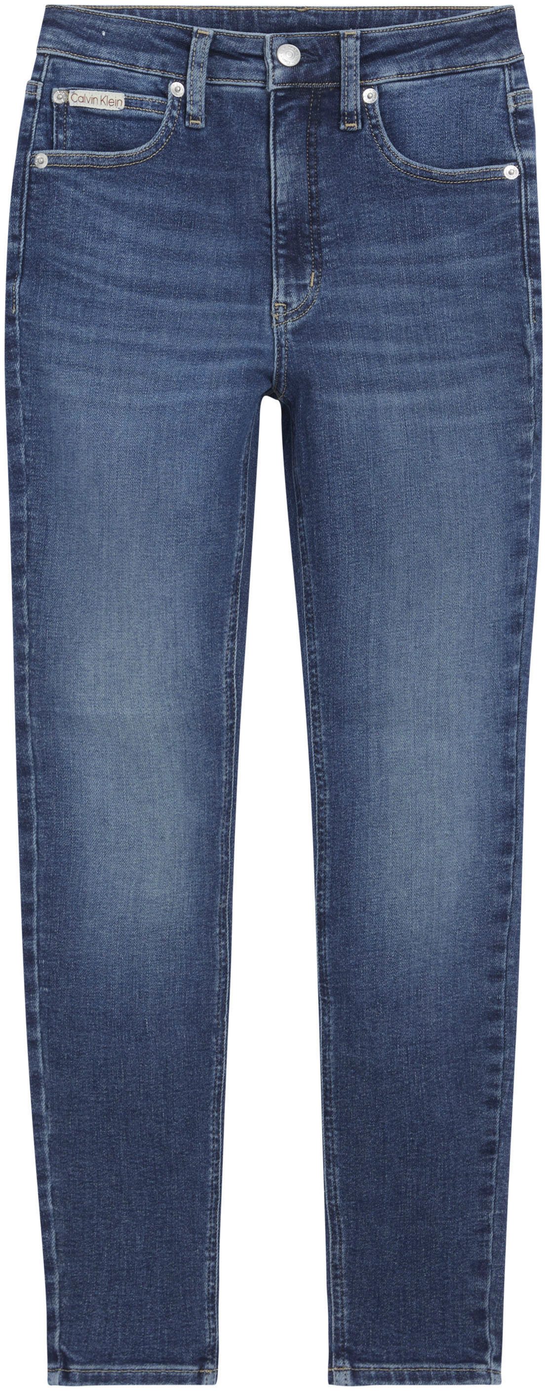 Calvin Klein Skinny fit jeans HIGH RISE SUPER SKINNY ANKLE met stone-wash look, met muntzakje
