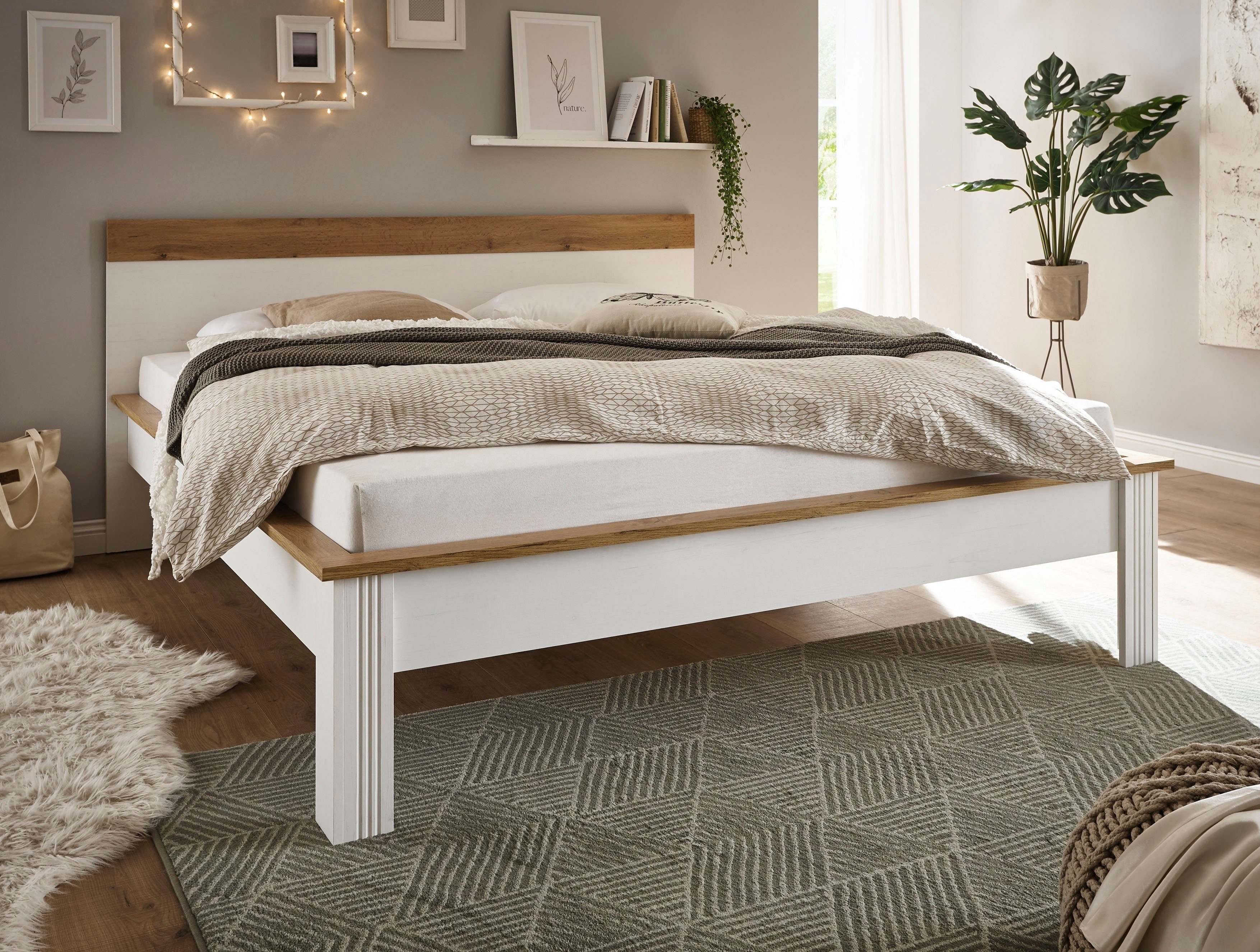 Home affaire 1-persoonsledikant WESTMINSTER bed in landelijke stijl, tweepersoonsbed, bedframe in verschillende kleuren beschikbaar, ligoppervlak