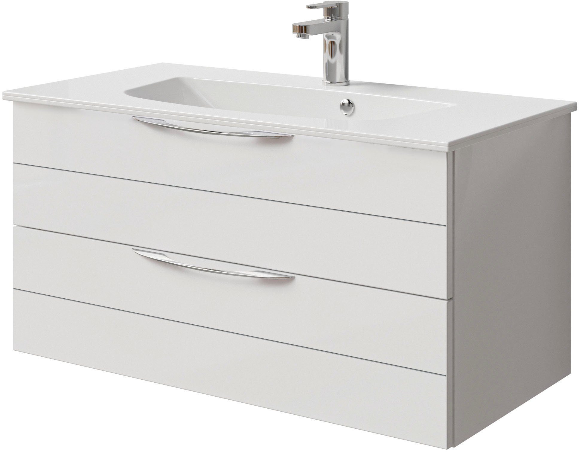 Saphir Wastafelonderkast Serie 6025 Mineralmarmor-Waschtisch mit Unterschrank, 97 cm breit (2-delig)